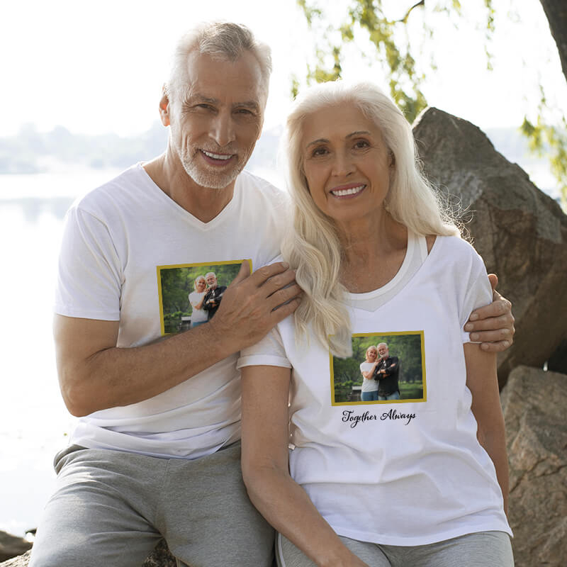 Beautiful Couple wearing a Valentine's T-Shirt