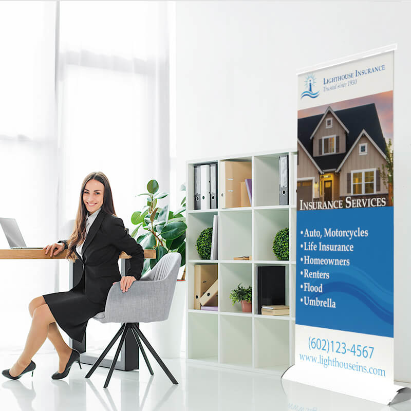 Deluxe Retractable Banner Stand in Office