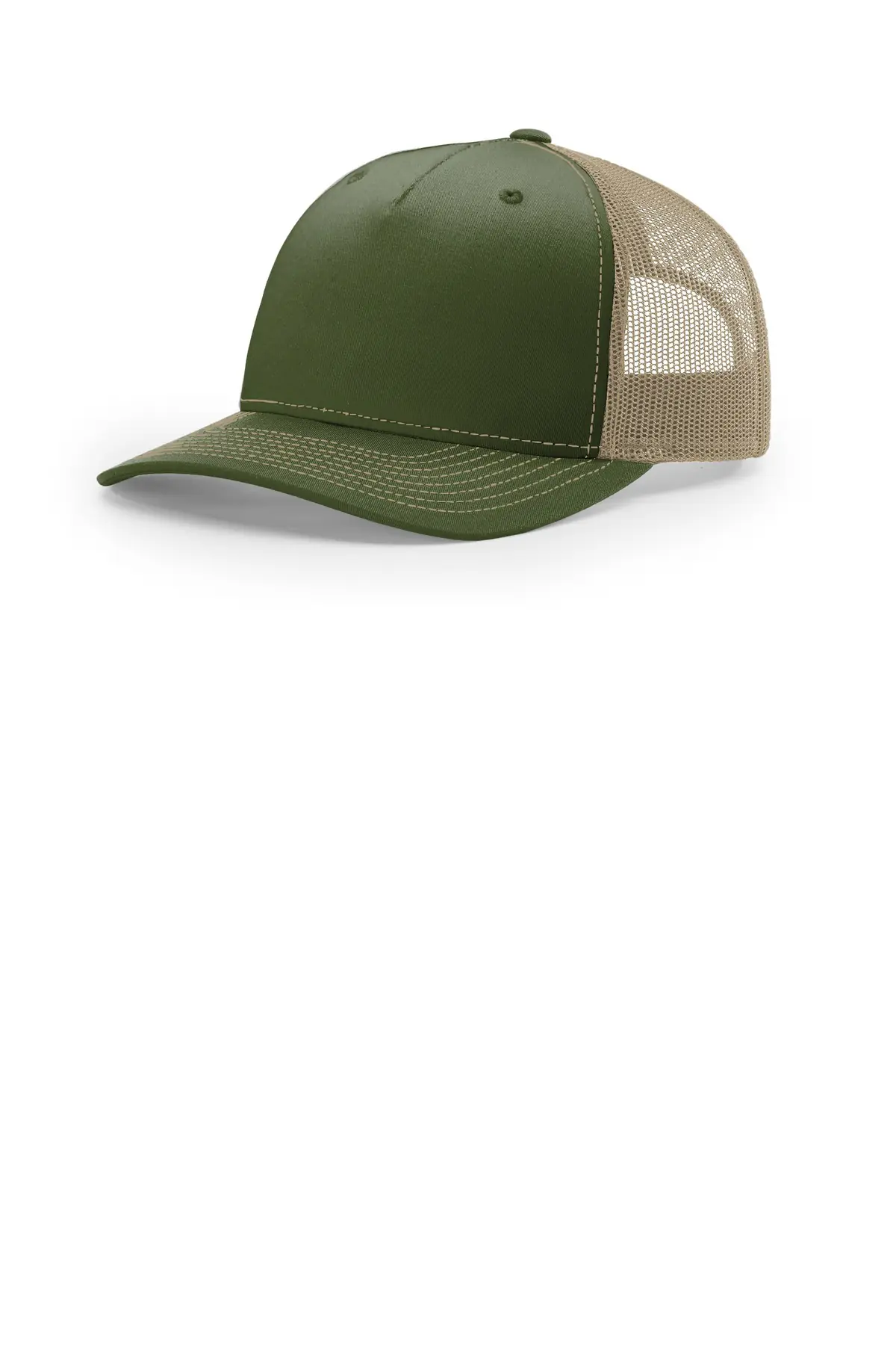 Richardson Five-Panel Trucker in Army Olive/ Tan