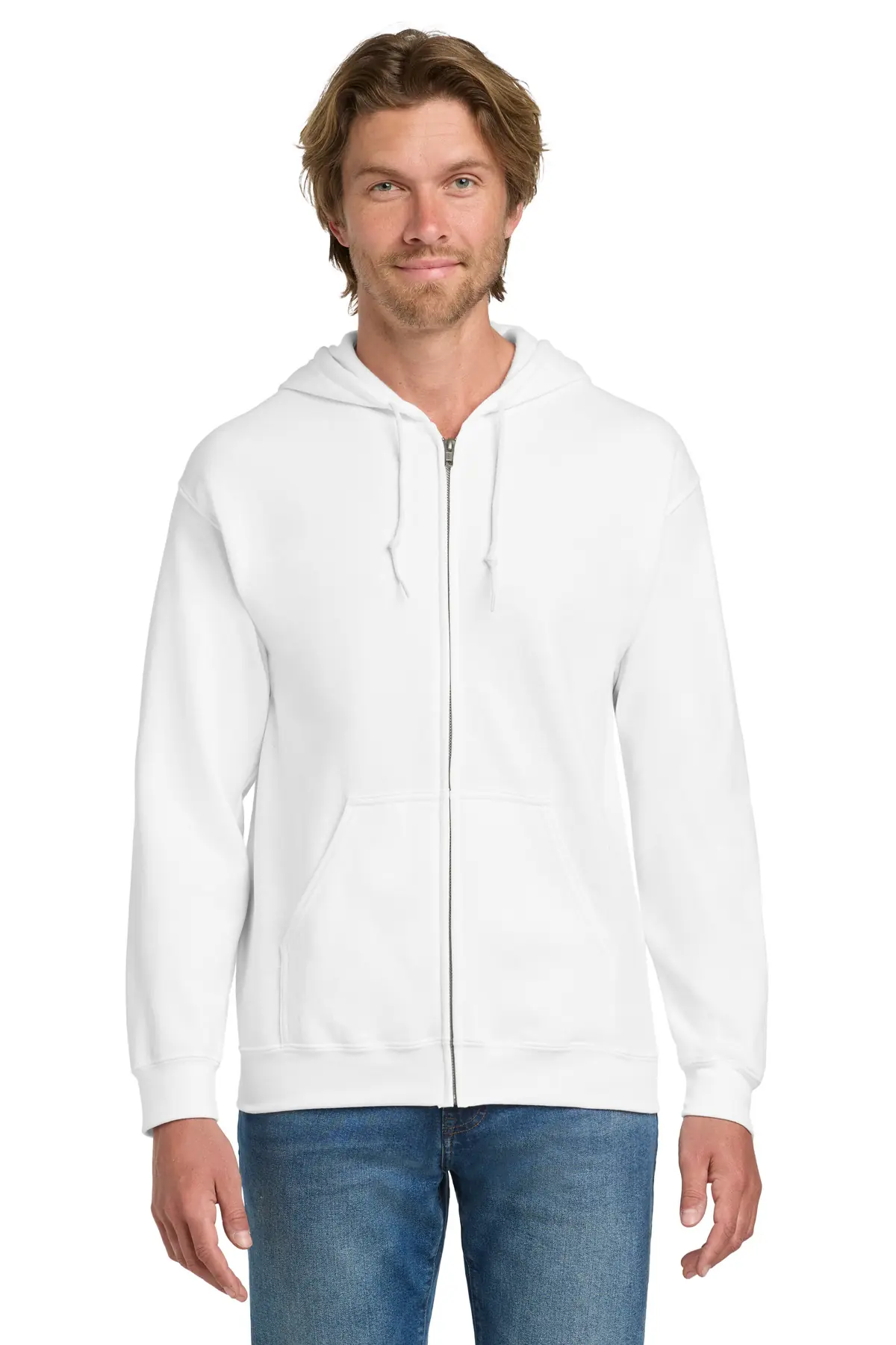 Gildan - Heavy Blend Full-Zip Hooded Sweatshirt. in White