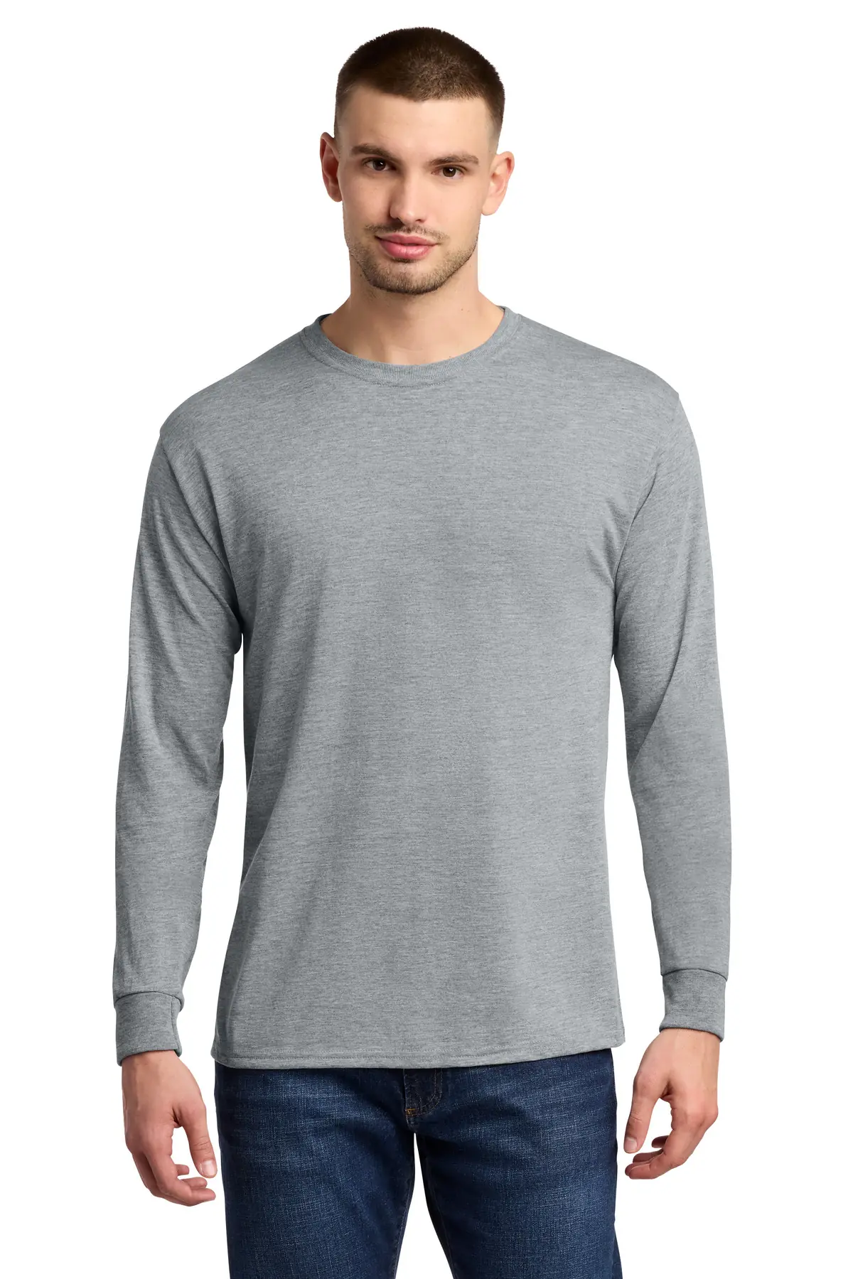 Jerzees Dri-Power 100% Polyester Long Sleeve T-Shirt in Athletic Heather