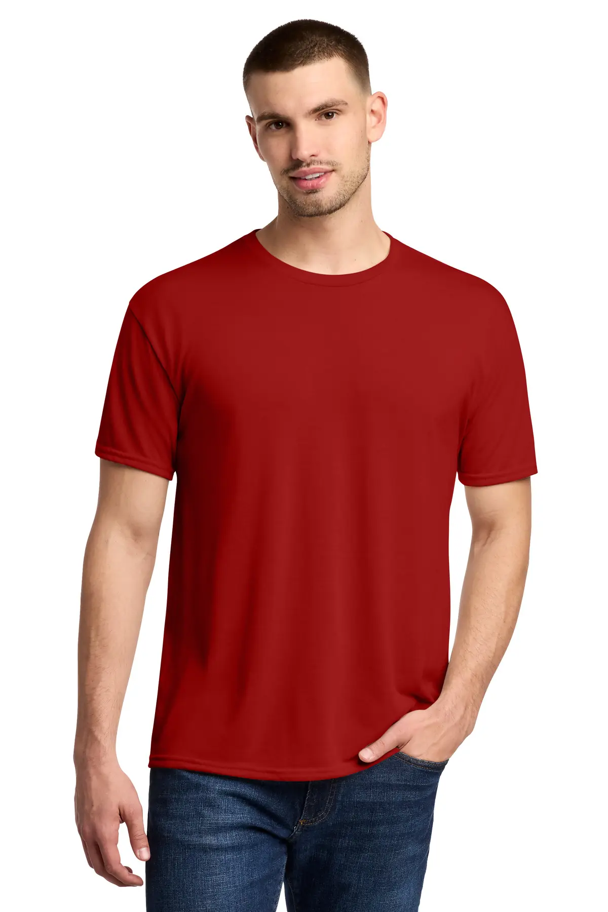 Jerzees Dri-Power 100% Polyester T-Shirt. in True Red