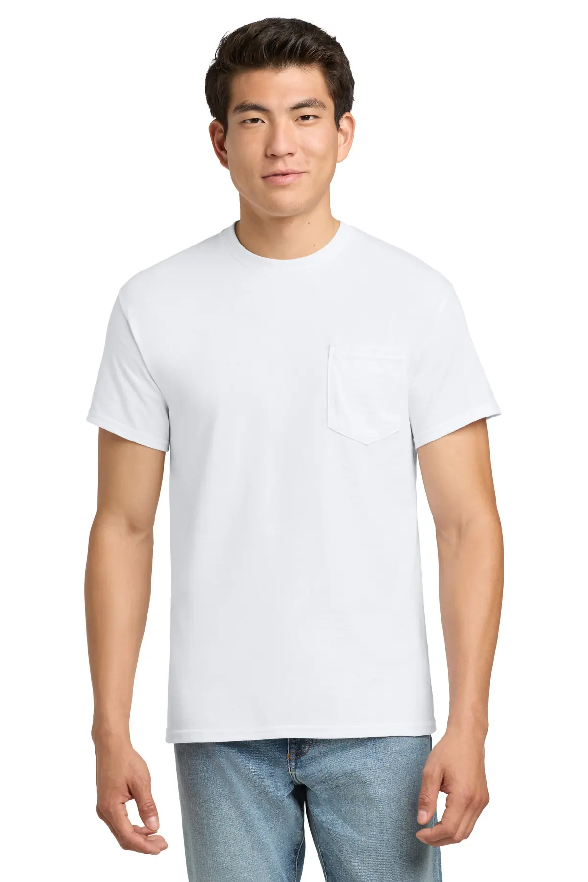 Gildan - Ultra Cotton 100% US Cotton T-Shirt with Pocket. in White