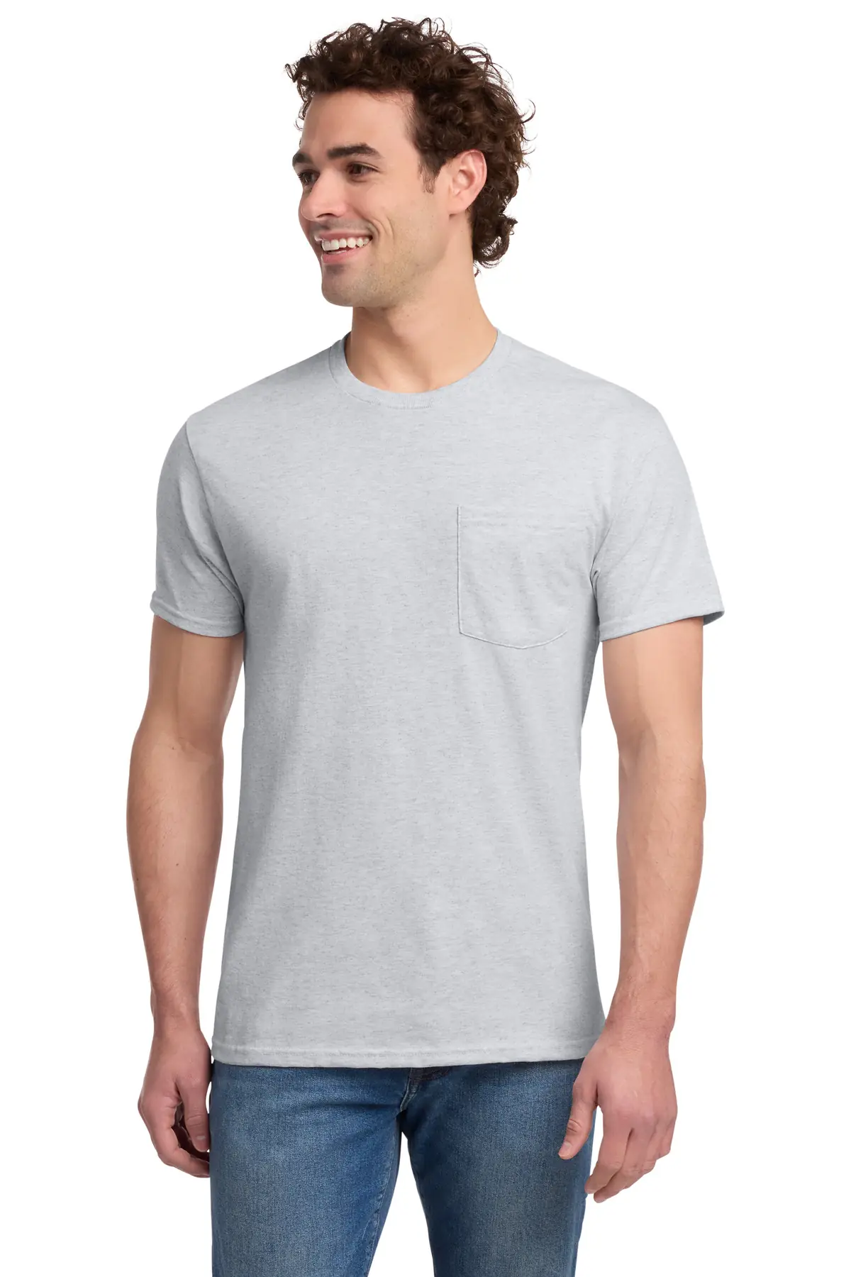 Jerzees - Dri-Power 50/50 Cotton/Poly Pocket T-Shirt. in Ash