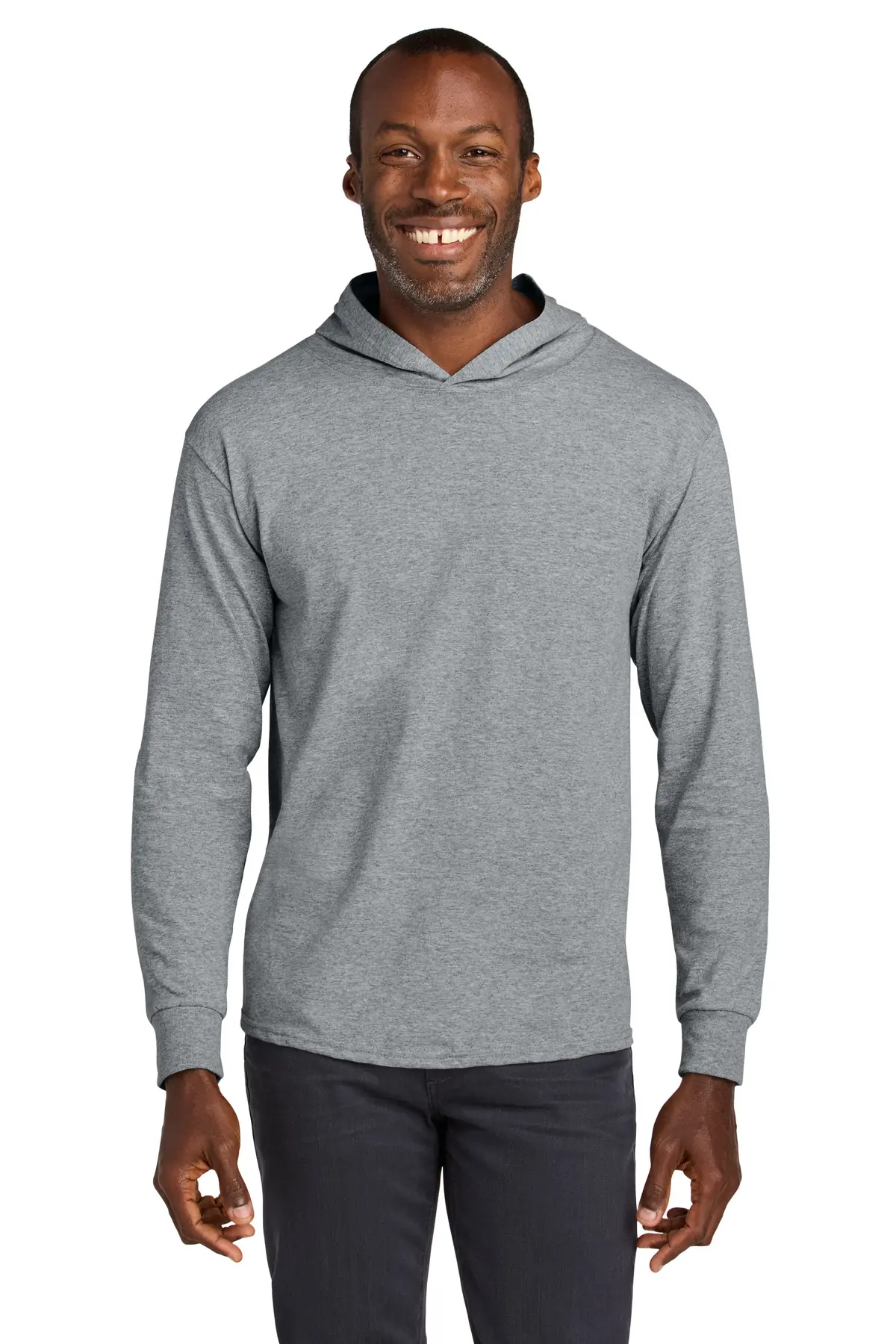 Jerzees Classics Unisex Cotton Long Sleeve Hooded T-Shirt in Athletic Heather