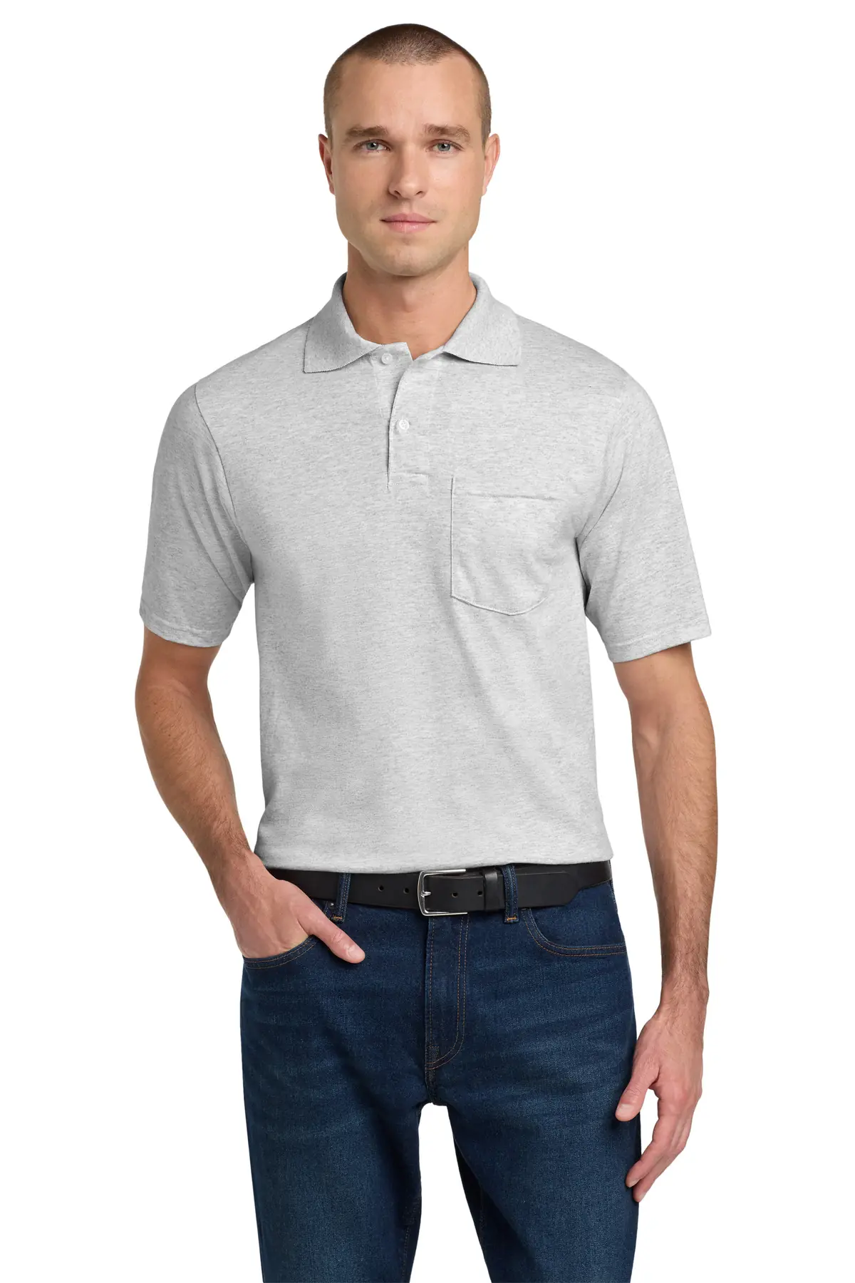 Jerzees Dri-Power Pocket Sport Shirt. in Ash