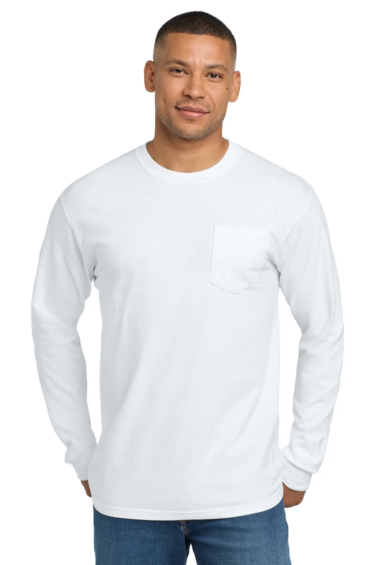 Comfort Colors COMFORT COLORS Heavyweight Ring Spun Long Sleeve Pocket Tee. in White