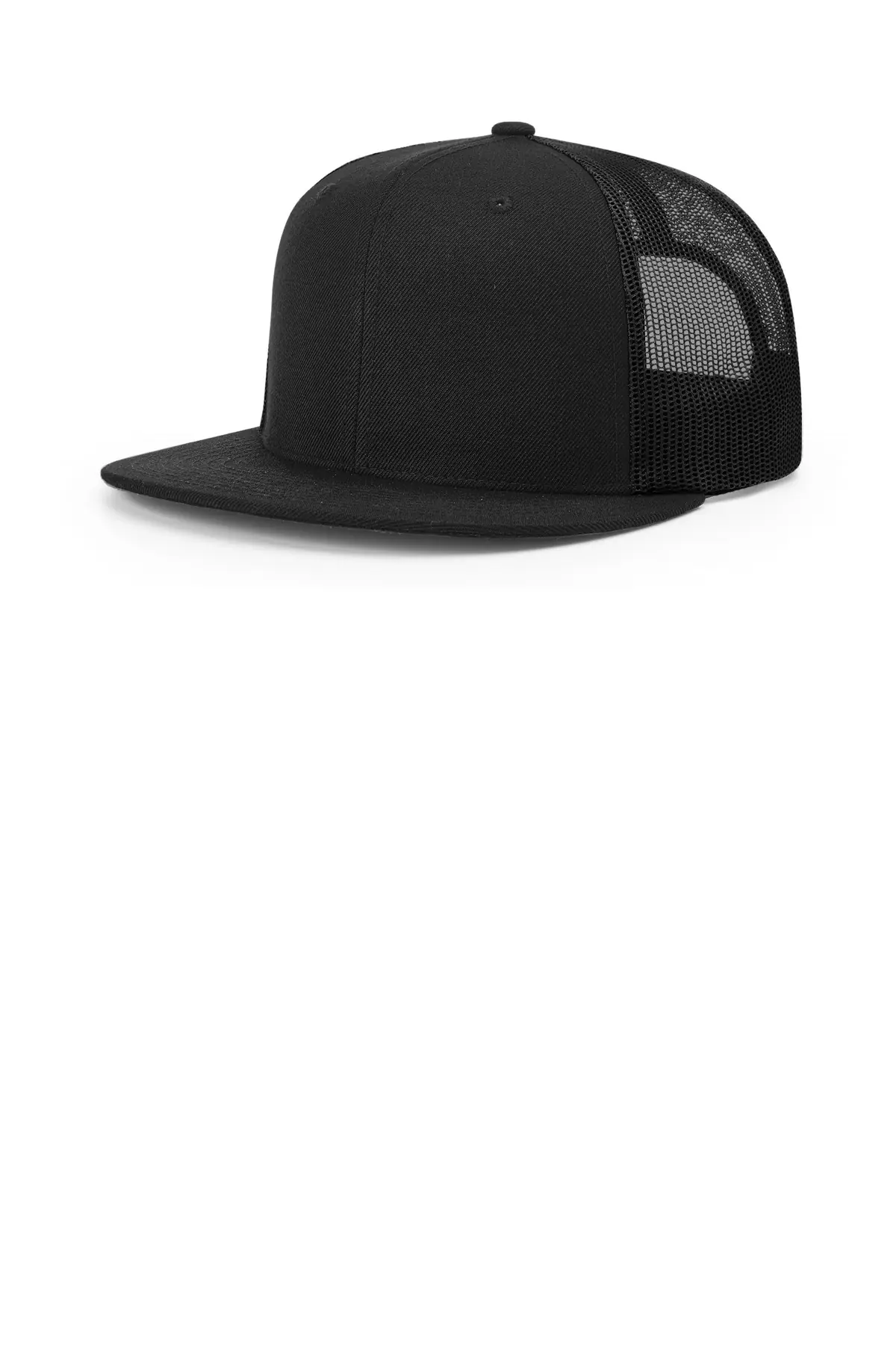 Richardson Acrylic-Wool Blend Flatbill Trucker in Black