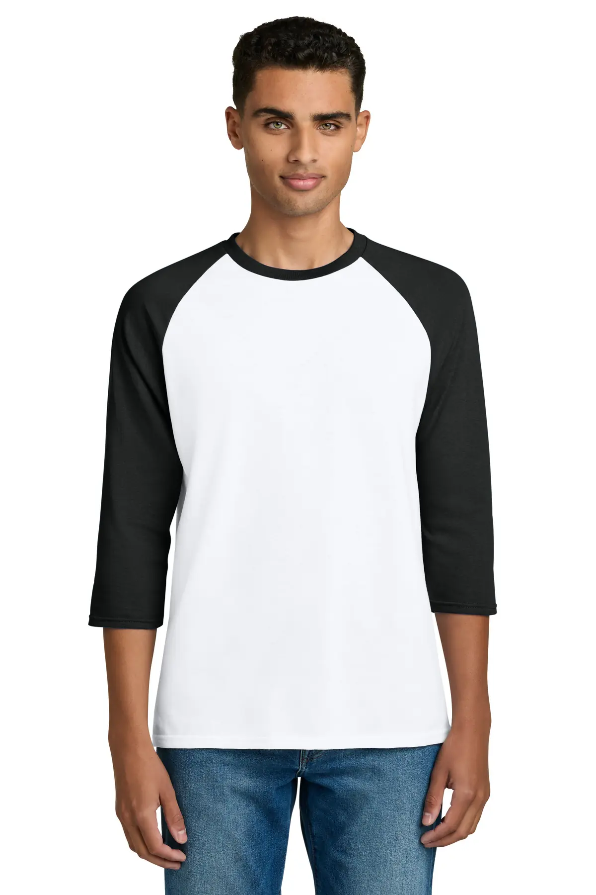 Gildan Heavy Cotton 3/4-Sleeve Raglan T-Shirt. in White/ Black