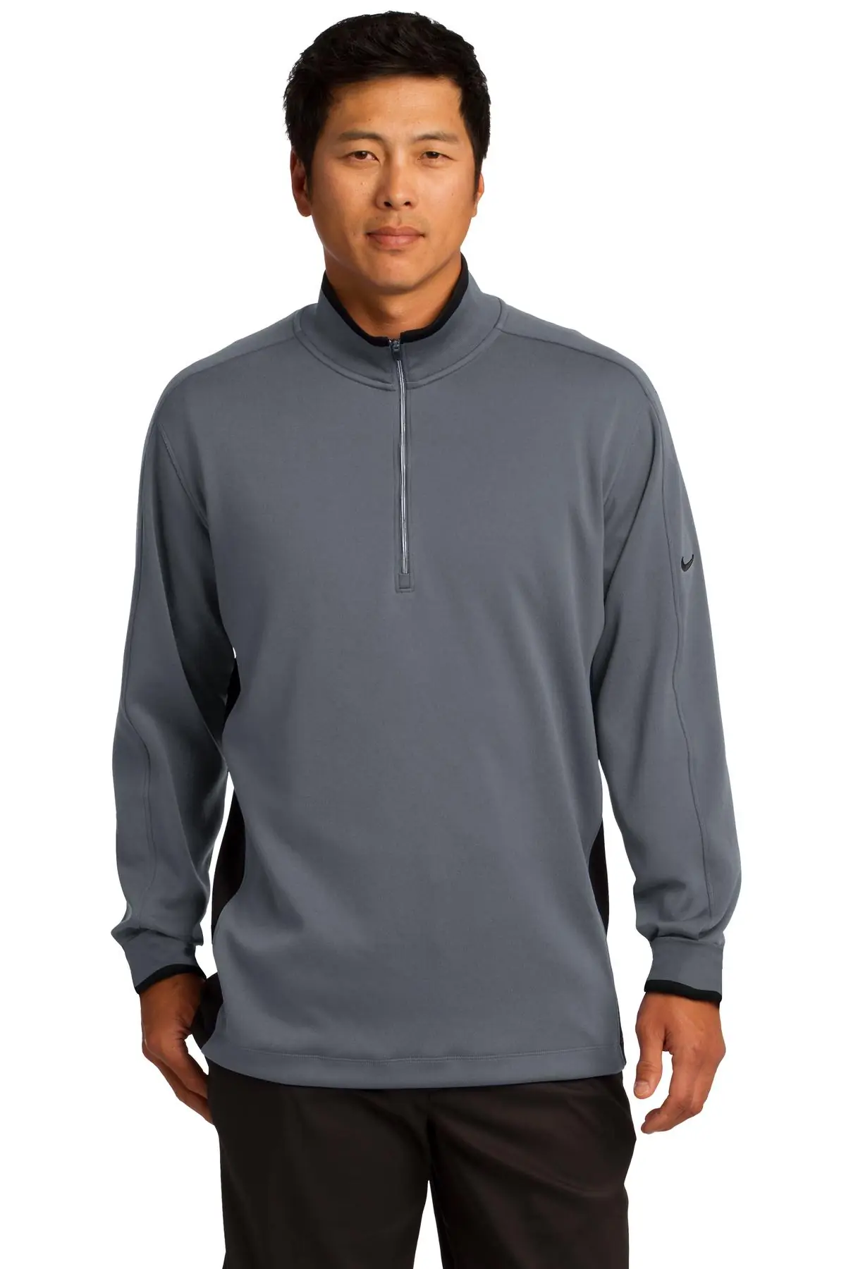 Nike Dri-FIT 1/2-Zip Cover-Up. in Dark Grey/ Black/ Sport Fuchsia