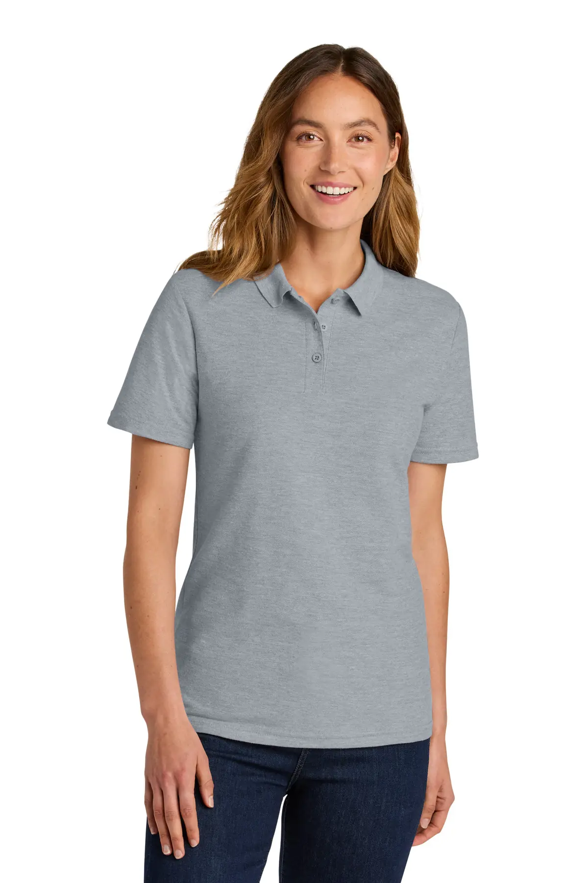 Gildan Softstyle Women's Pique Polo in Ring Spun Sport Grey