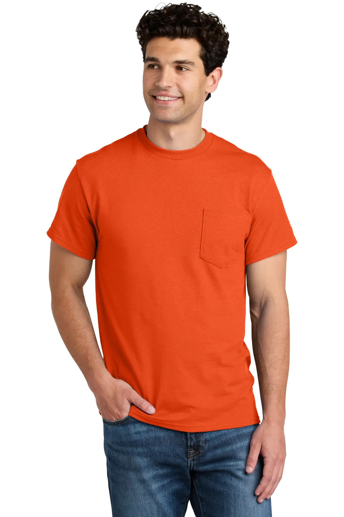 Gildan - DryBlend 50 Cotton/50 Poly Pocket T-Shirt. in Orange