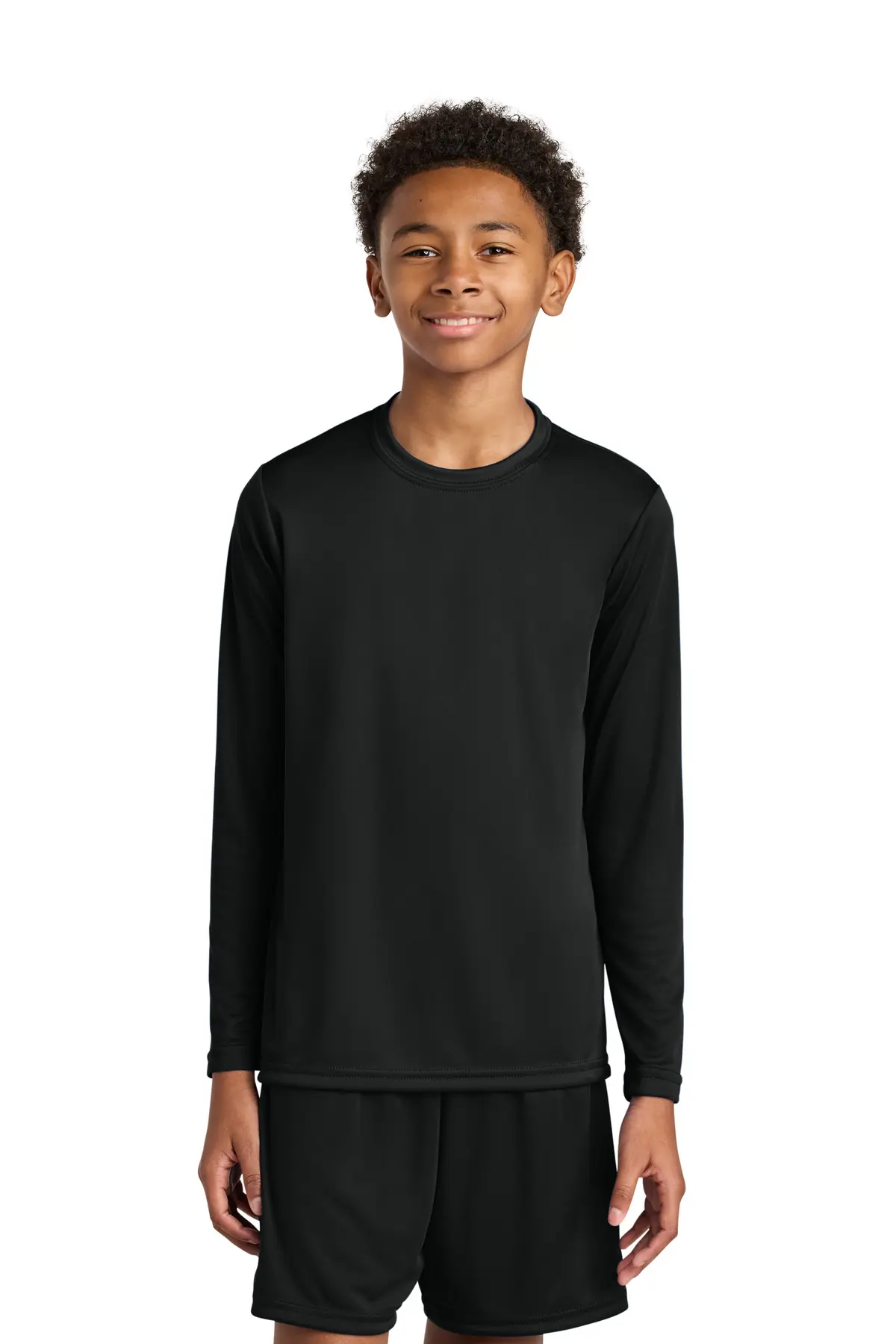 A4 Youth Cooling Performance Long Sleeve Tee in Black