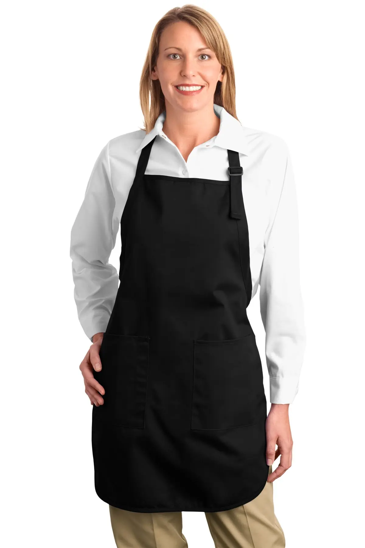 Port Authority Full-Length Apron with Pockets. in Black