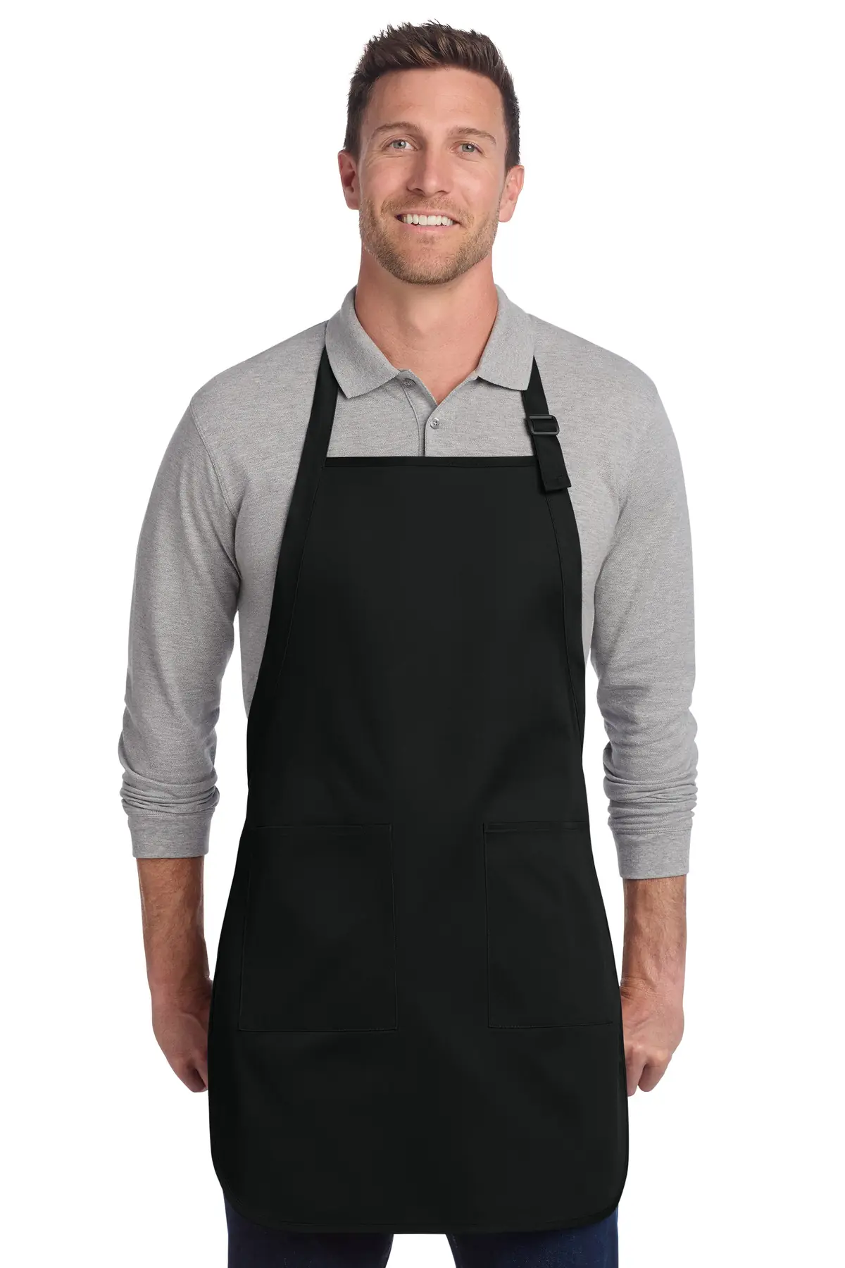 Port Authority Full-Length Two-Pocket Bib Apron. in Black