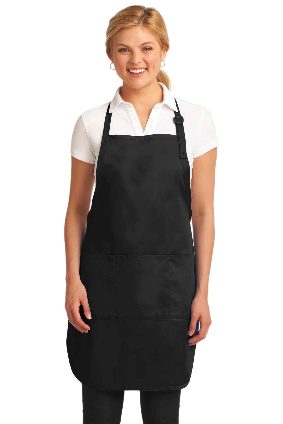 Port Authority Easy Care Full-Length Apron with Stain Release. in Black