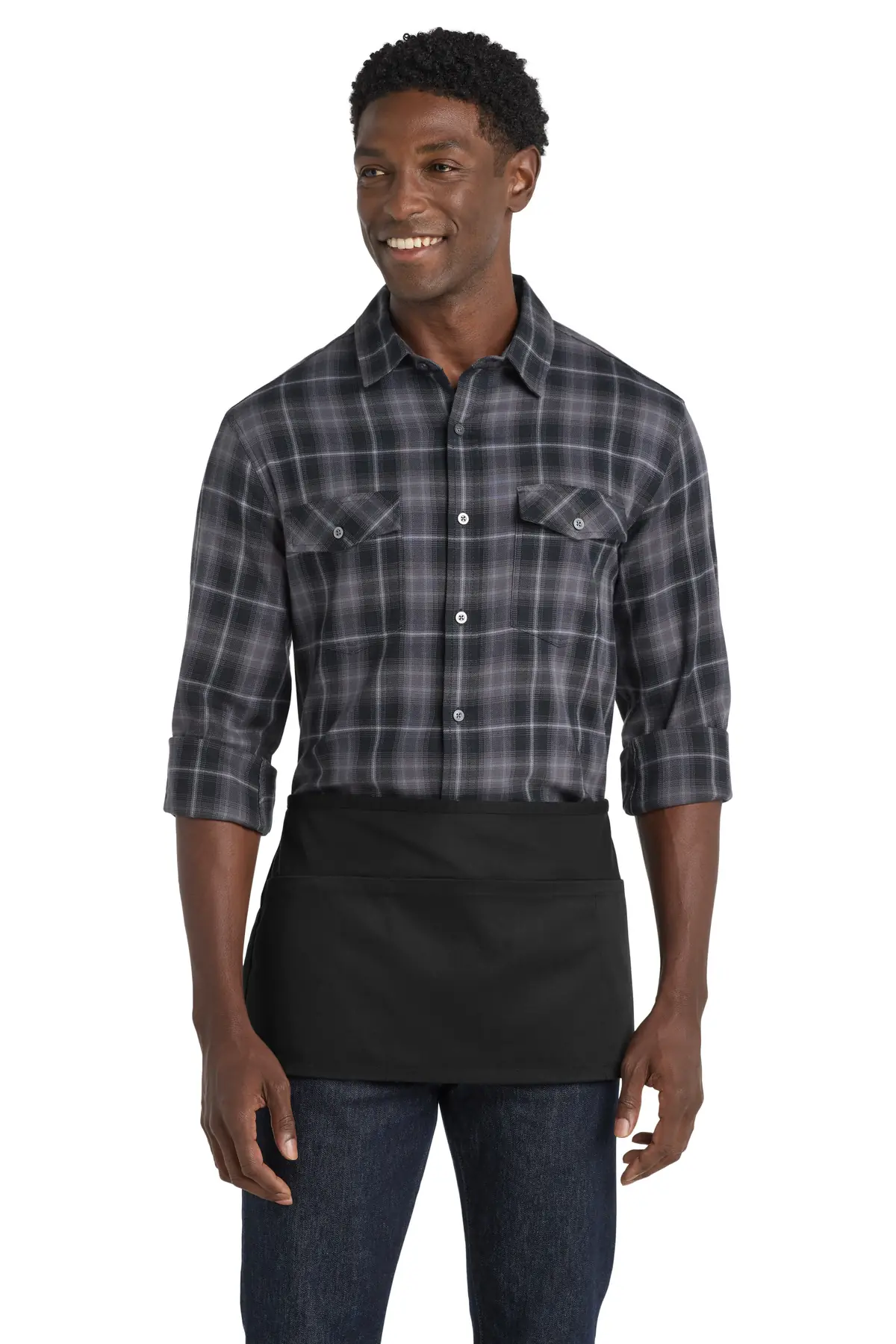 Port Authority Easy Care Reversible Waist Apron with Stain Release. in Black