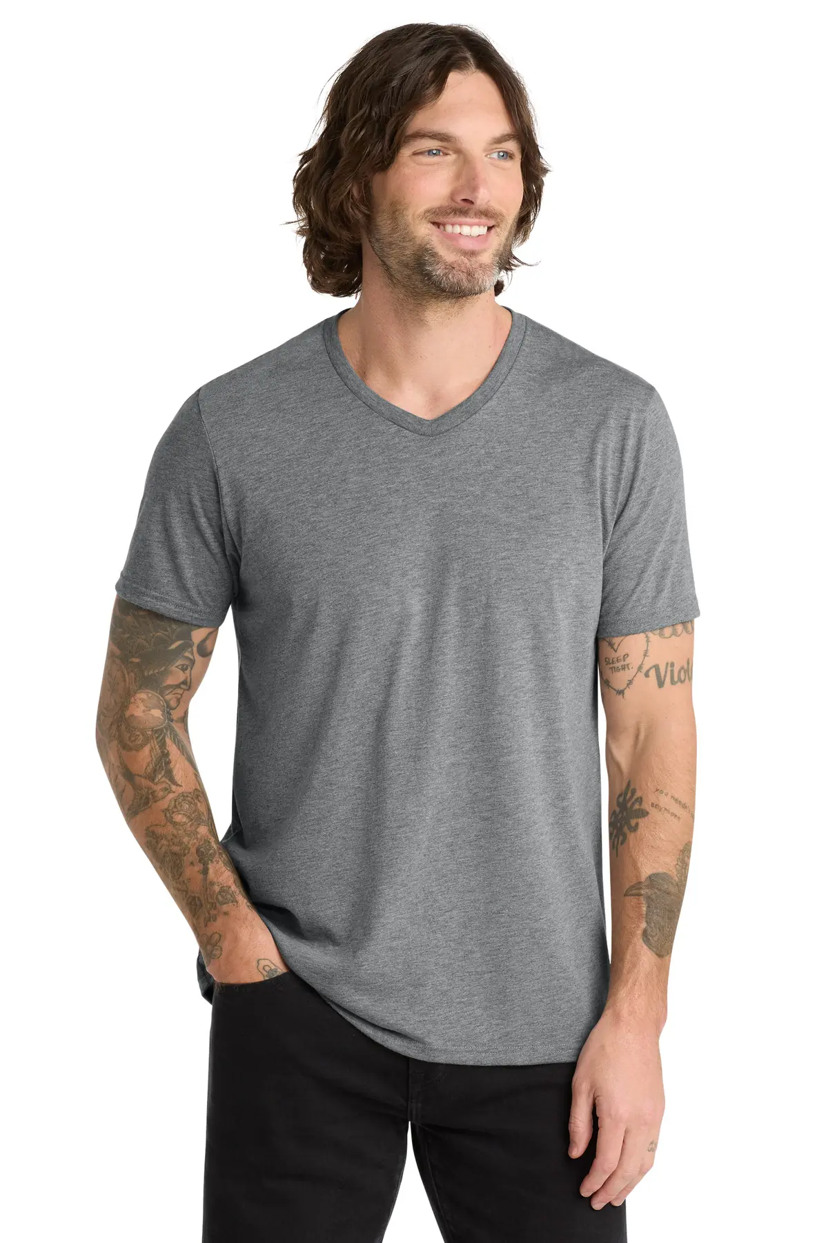 AllMade Allmade Unisex Tri-Blend V-Neck Tee in Aluminum Grey