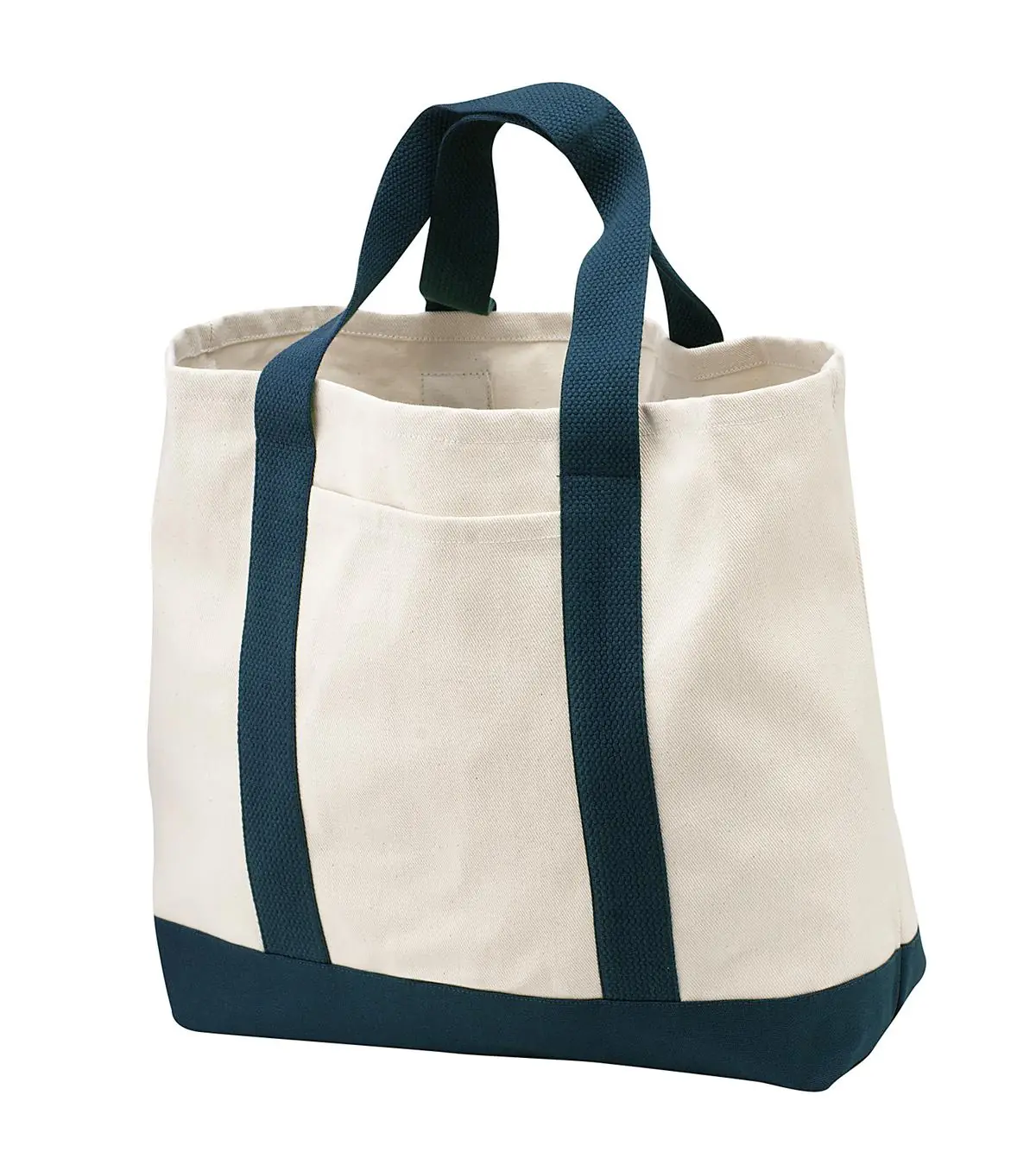 Port Authority - Ideal Twill Two-Tone Shopping Tote. in Natural/ Navy