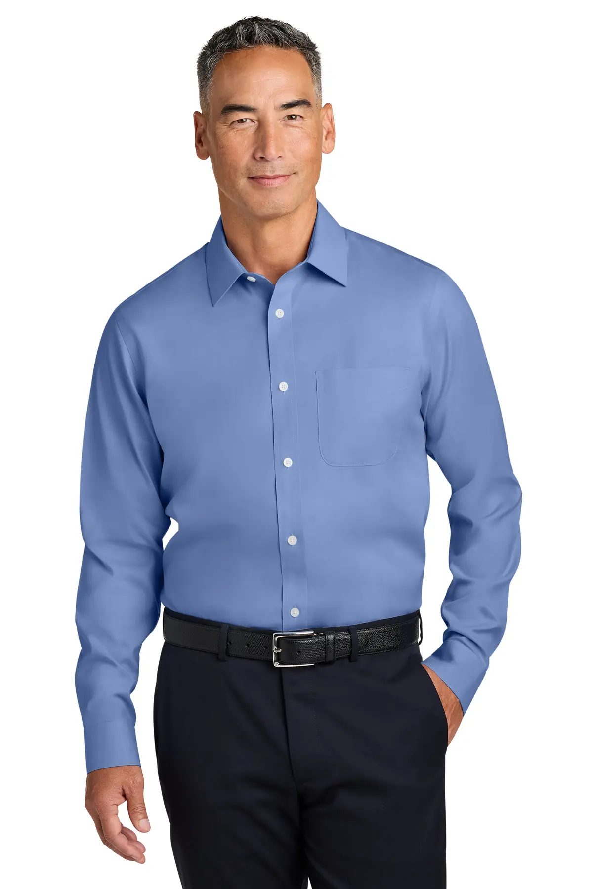 Brooks Brothers Wrinkle-Free Stretch Pinpoint Spread Collar Shirt in Cobalt Blue