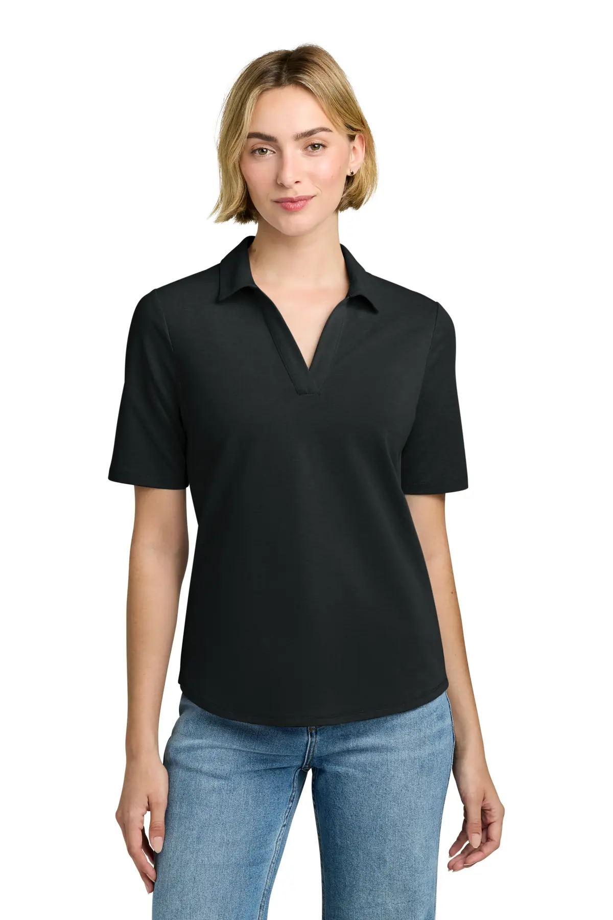Brooks Brothers Women's Pinpoint Pique Polo in Deep Black