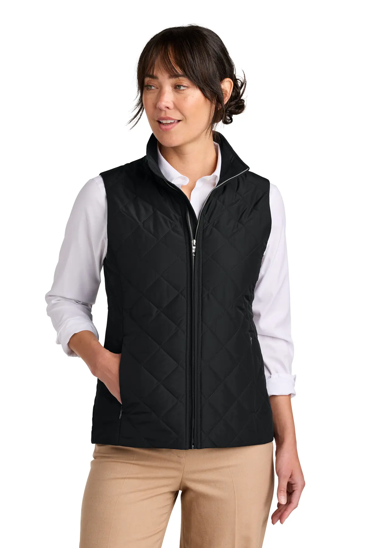 Brooks Brothers Women's Quilted Vest in Deep Black
