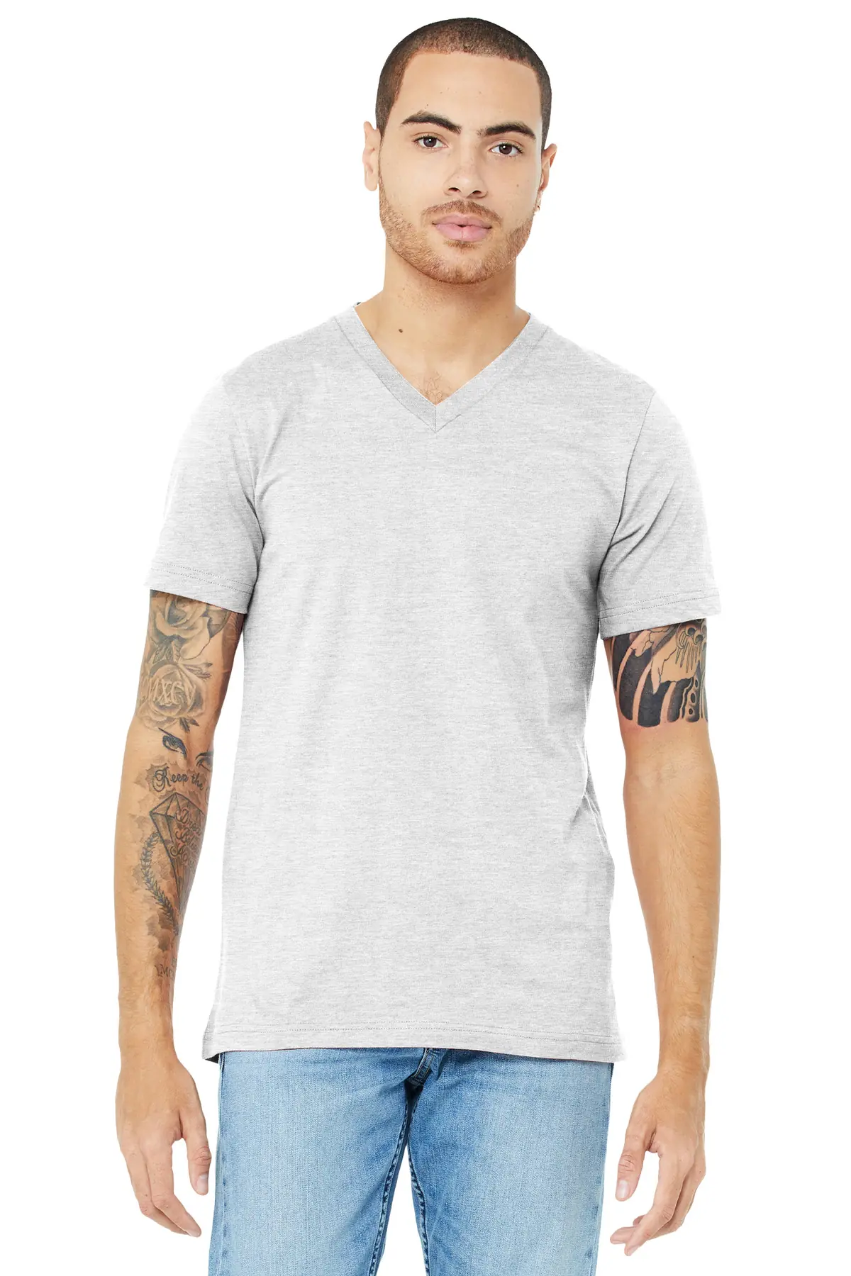 Bella + Canvas BELLA+CANVAS Unisex Jersey Short Sleeve V-Neck Tee. in Ash