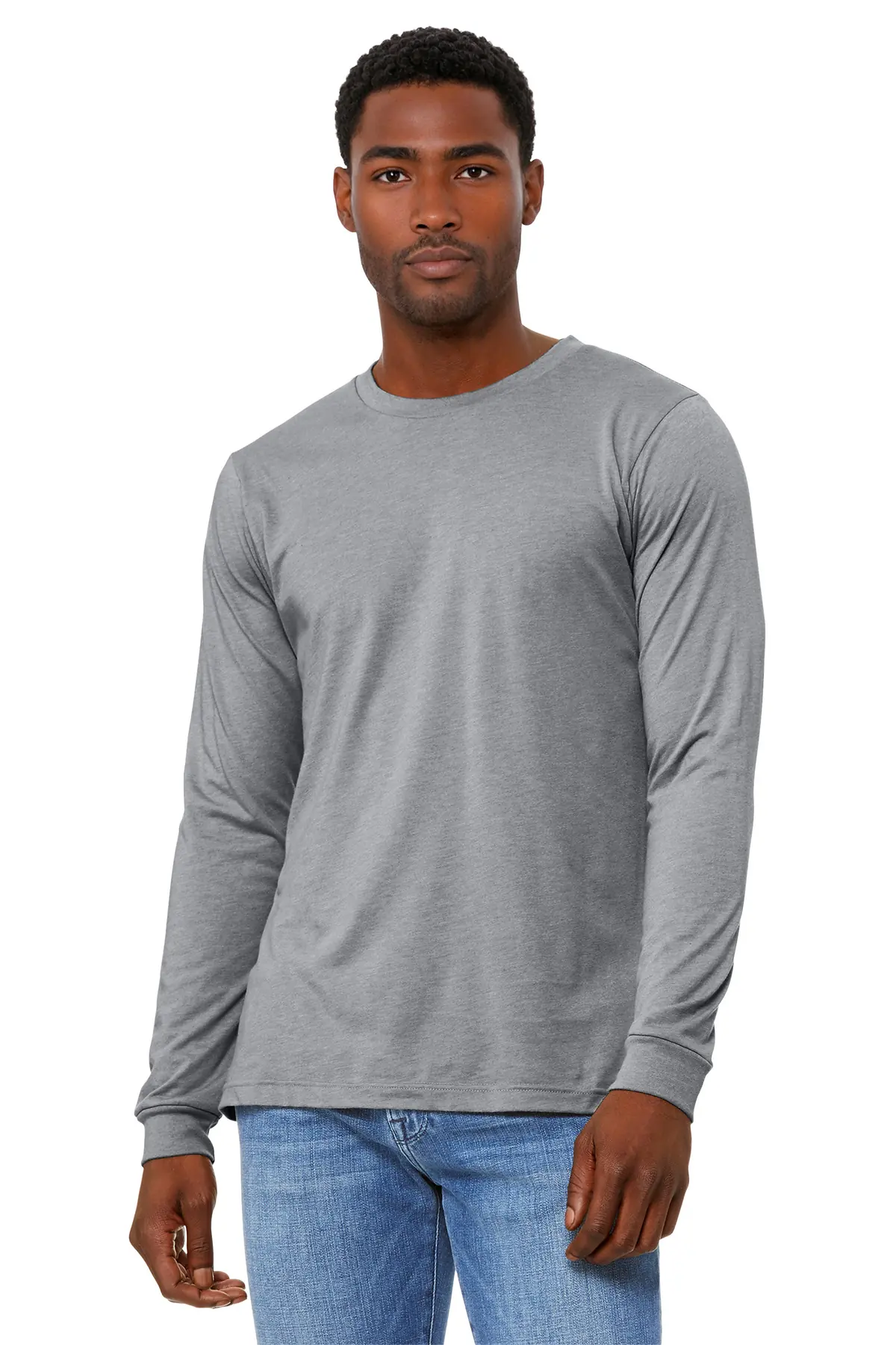 Bella + Canvas BELLA+CANVAS Unisex Heather CVC Long Sleeve Tee in Athletic Heather