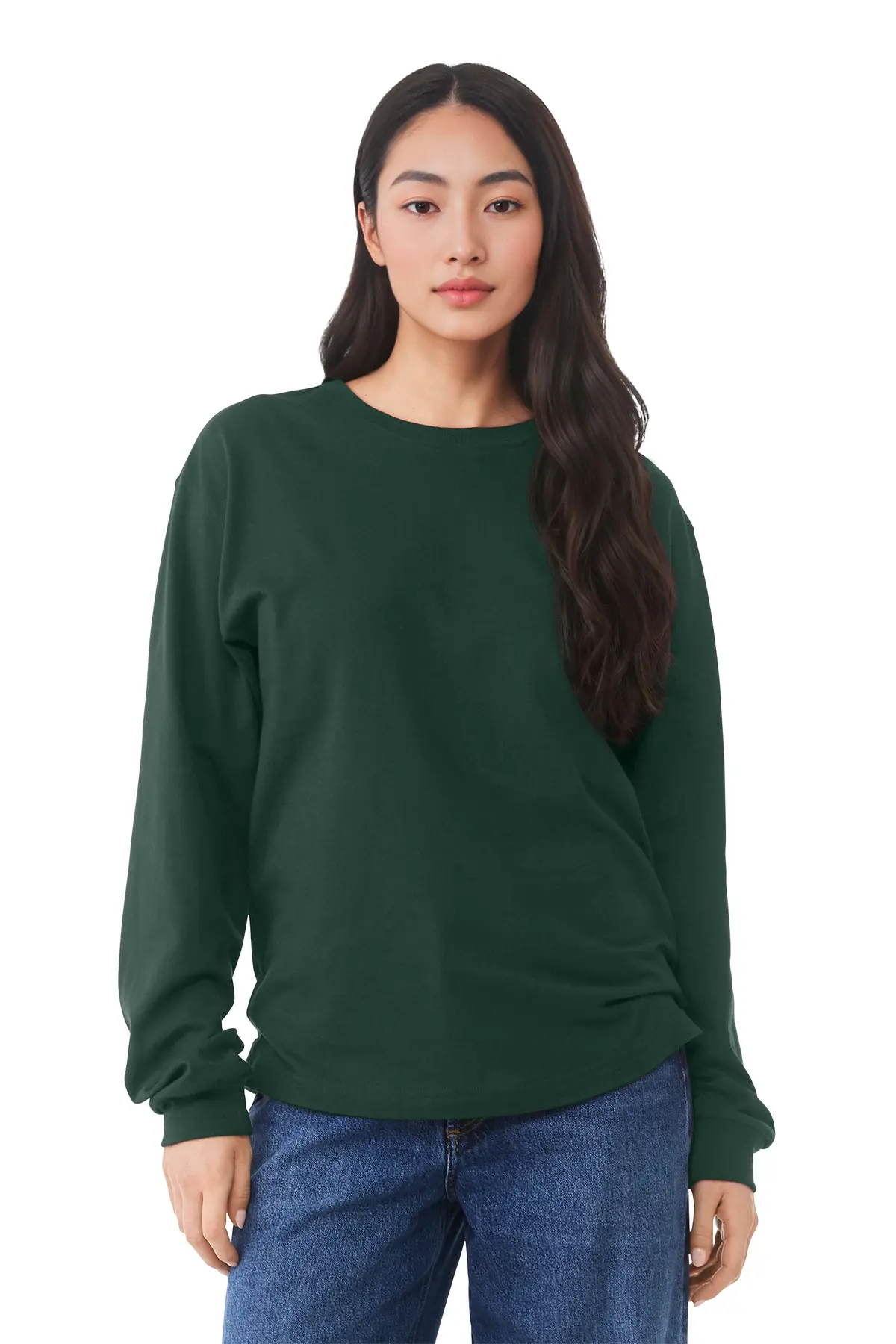 Bella + Canvas BELLA+CANVAS Unisex 6-Ounce Heavyweight Long Sleeve Tee in Forest