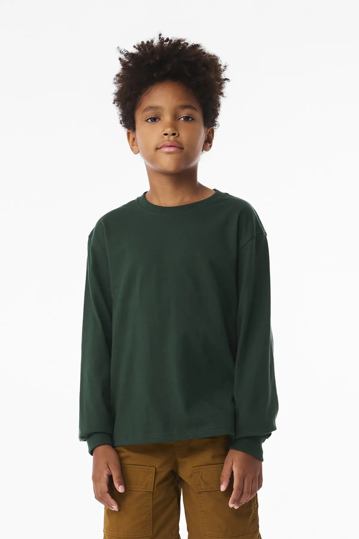 Bella + Canvas BELLA+CANVAS Youth 6-Ounce Heavyweight Long Sleeve Tee in Forest