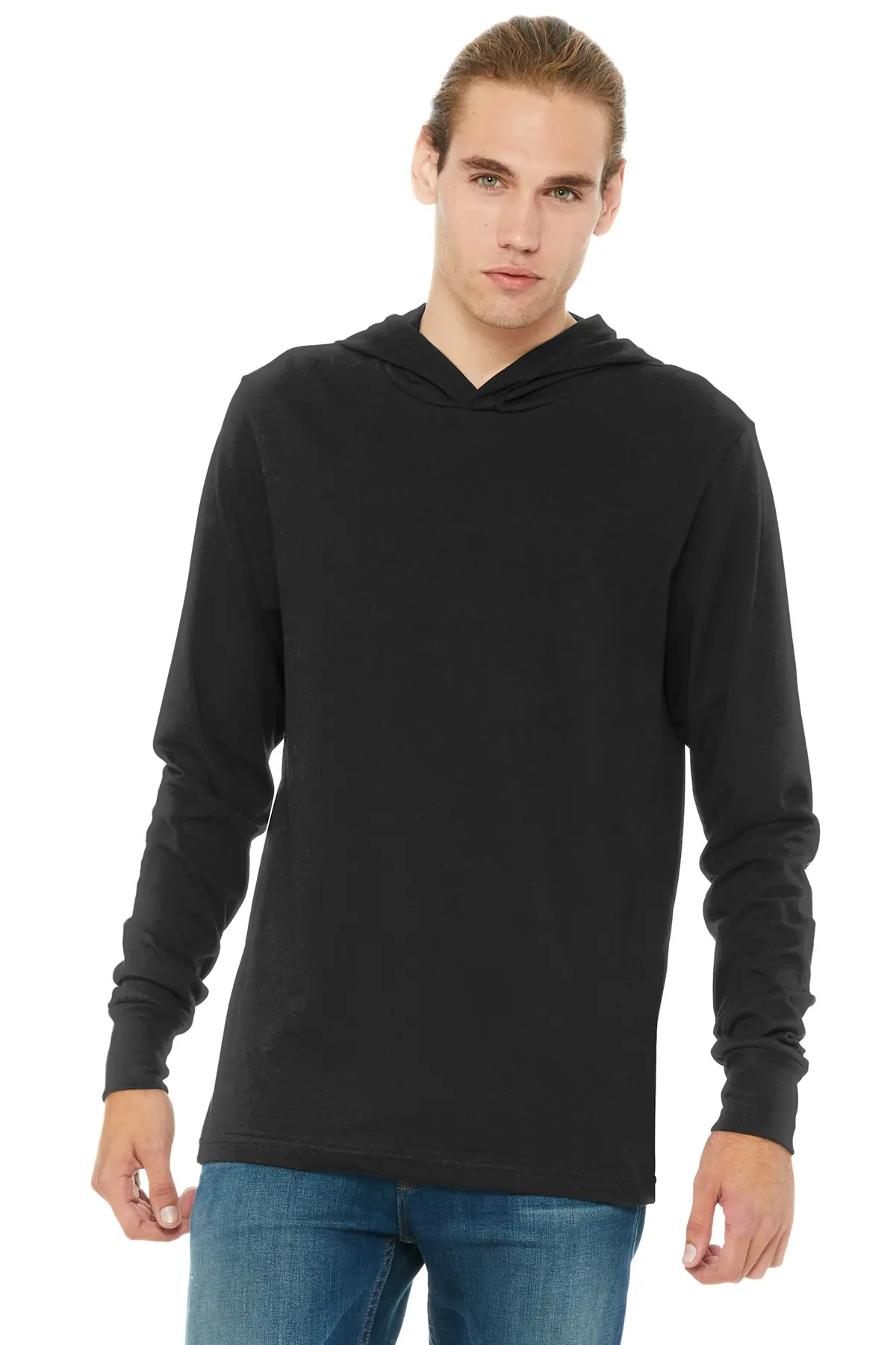 Bella + Canvas BELLA+CANVAS Unisex Jersey Long Sleeve Hoodie. in Black