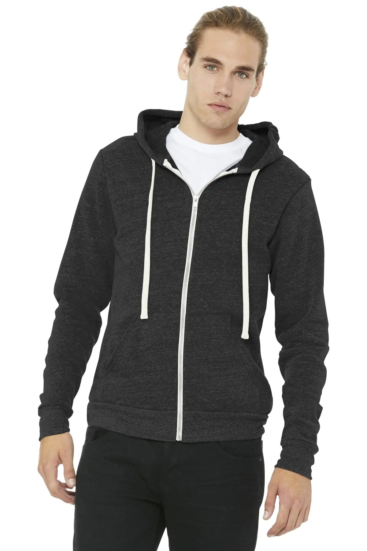 Bella + Canvas BELLA+CANVAS Unisex Triblend Sponge Fleece Full-Zip Hoodie. in Charcoal-Black Triblend