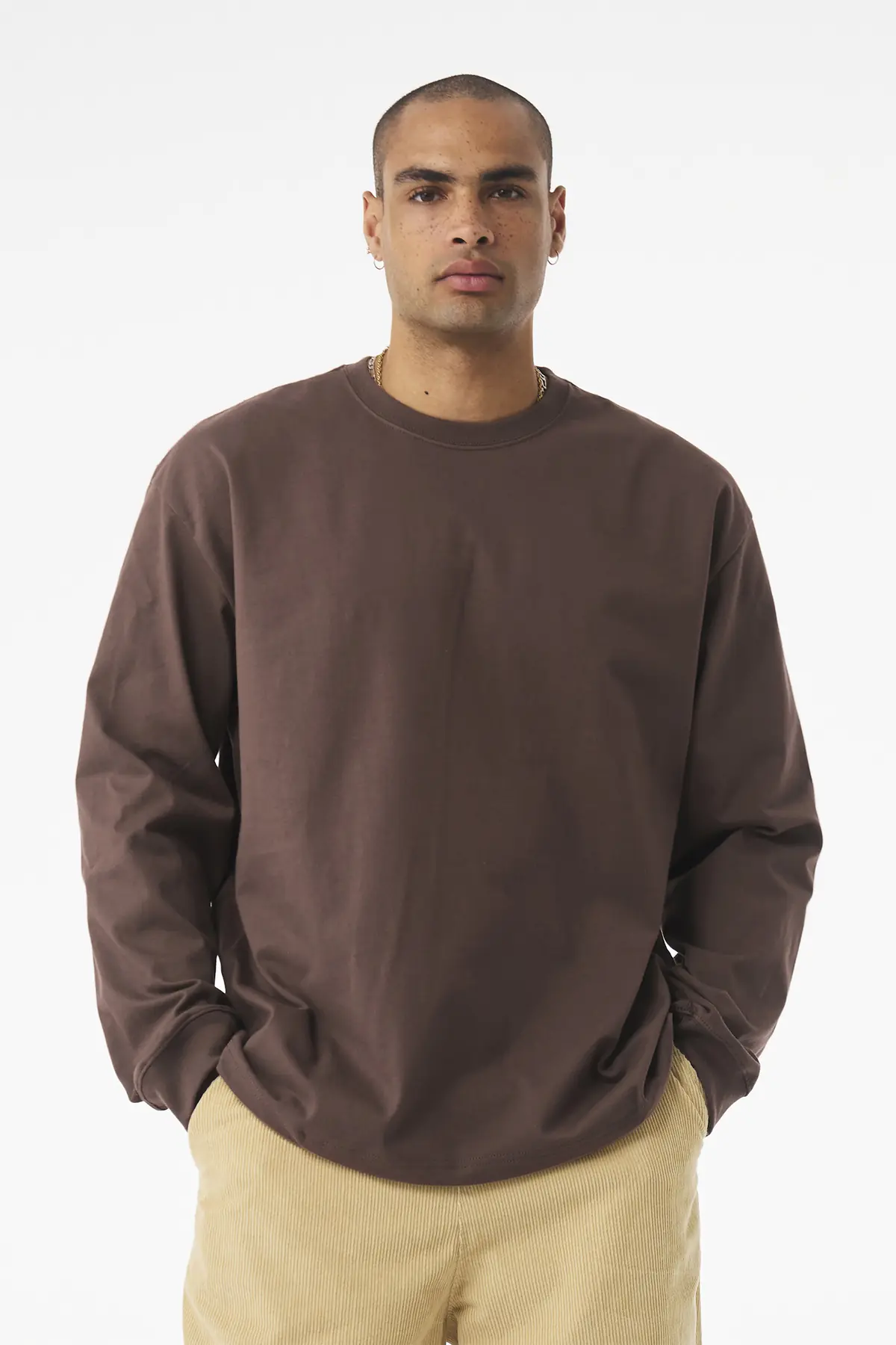 Bella + Canvas BELLA+CANVAS Unisex 7.5-Ounce Heavyweight Long Sleeve Tee in Cocoa