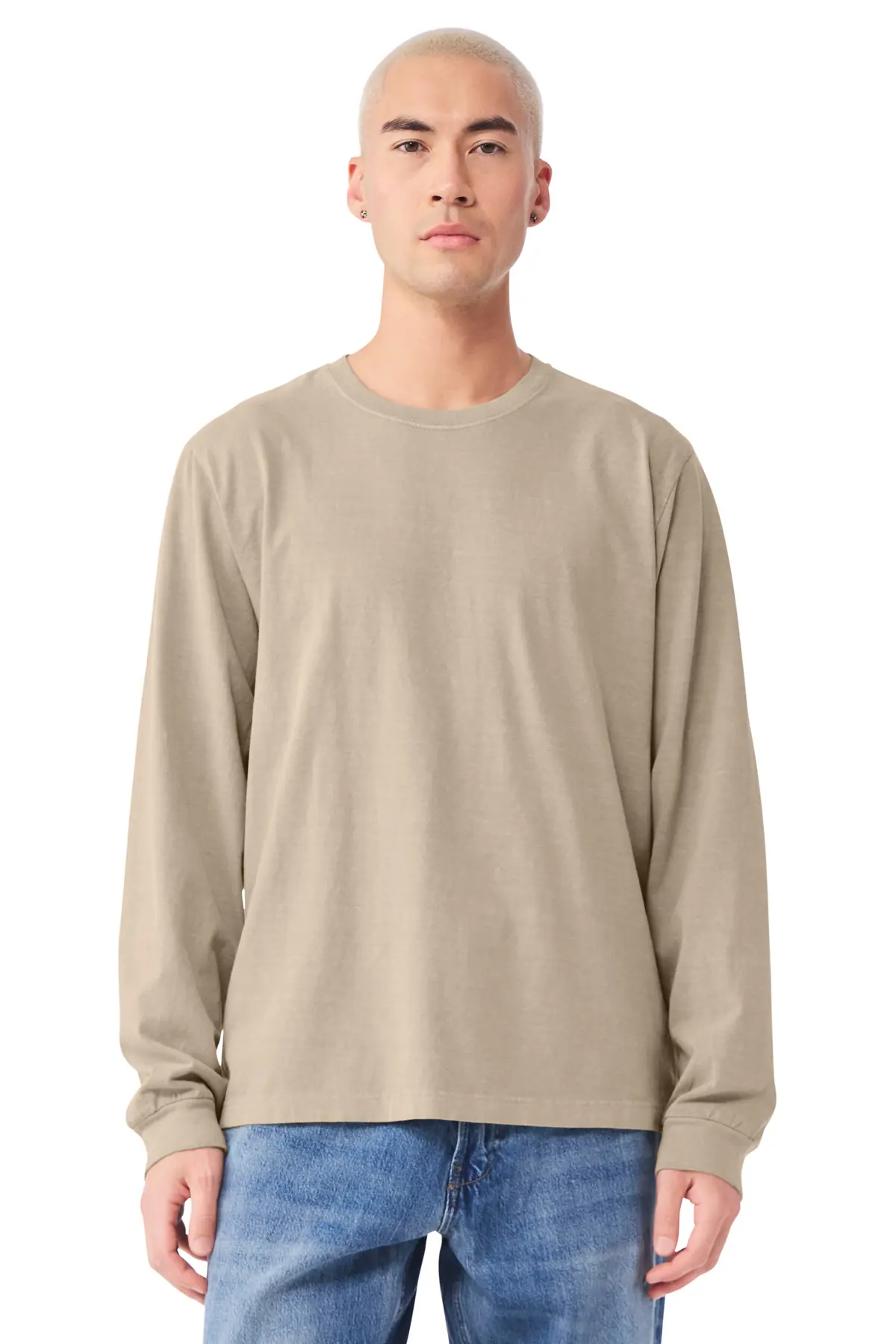 Bella + Canvas BELLA+CANVAS Unisex Heavyweight Garment-Dyed Long Sleeve Tee in Khaki