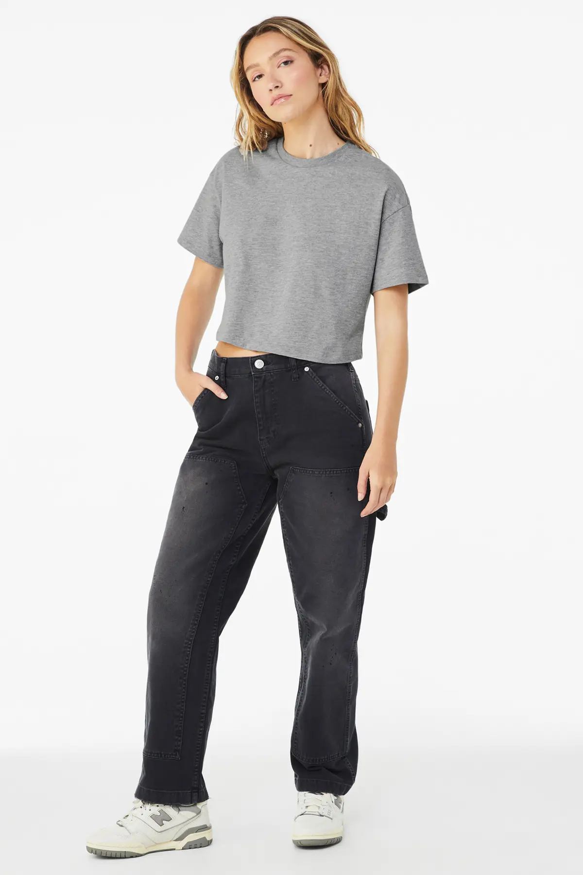 Bella + Canvas BELLA+CANVAS Women's Jersey Crop Tee in Athletic Heather