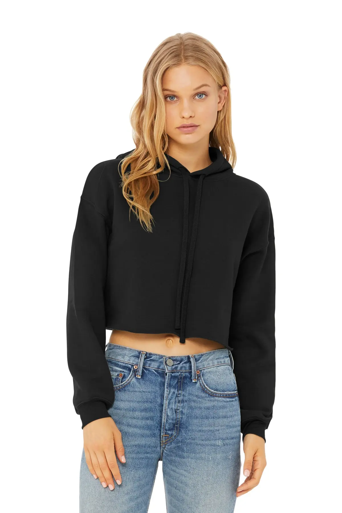 Bella + Canvas BELLA+CANVAS Women's Sponge Fleece Cropped Fleece Hoodie. in Black