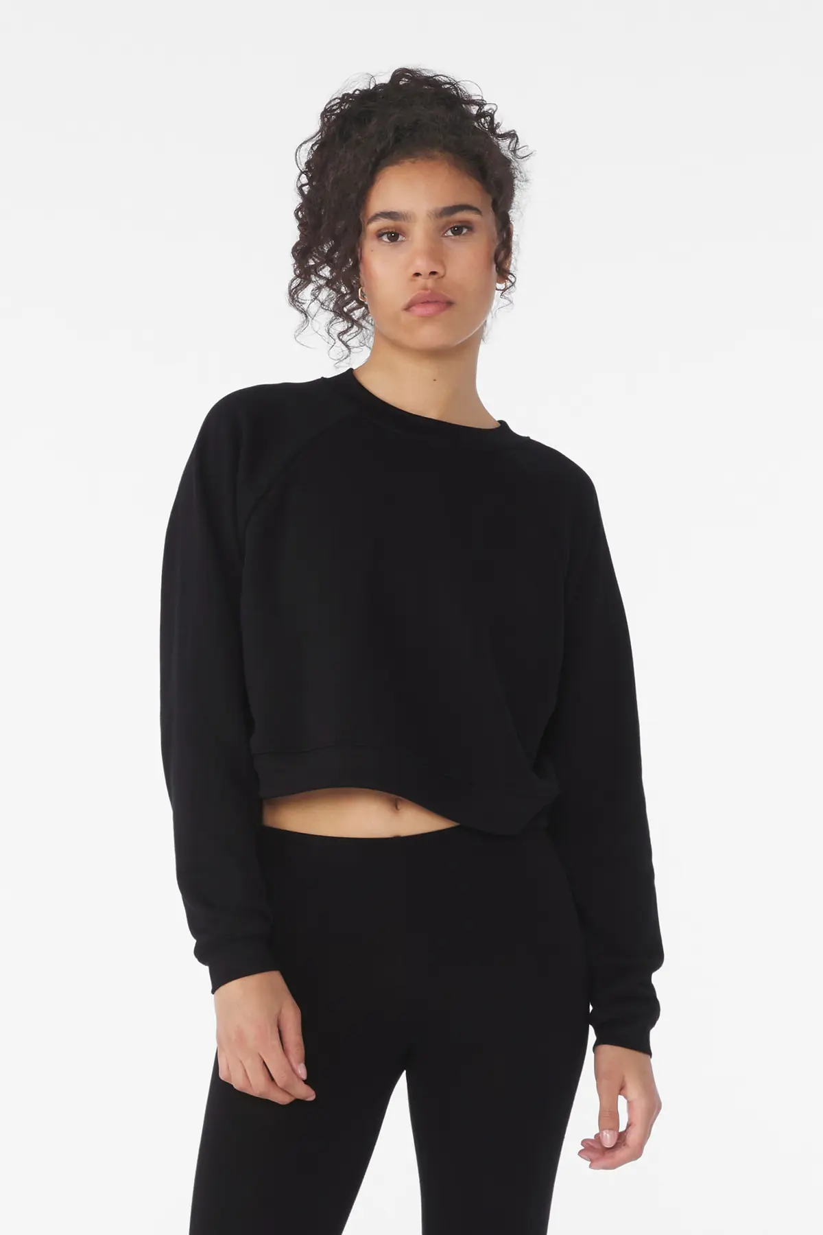 Bella + Canvas BELLA+CANVAS Women's Raglan Pullover Sponge Fleece in Black