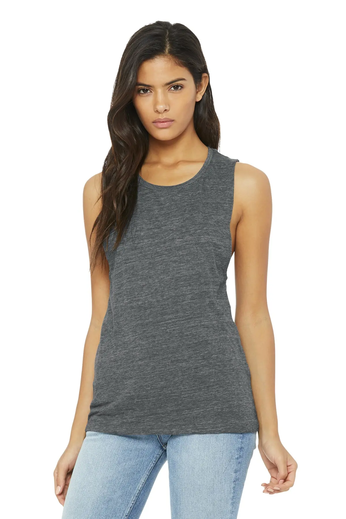 Bella + Canvas BELLA+CANVAS Women's Flowy Scoop Muscle Tank. in Asphalt Slub