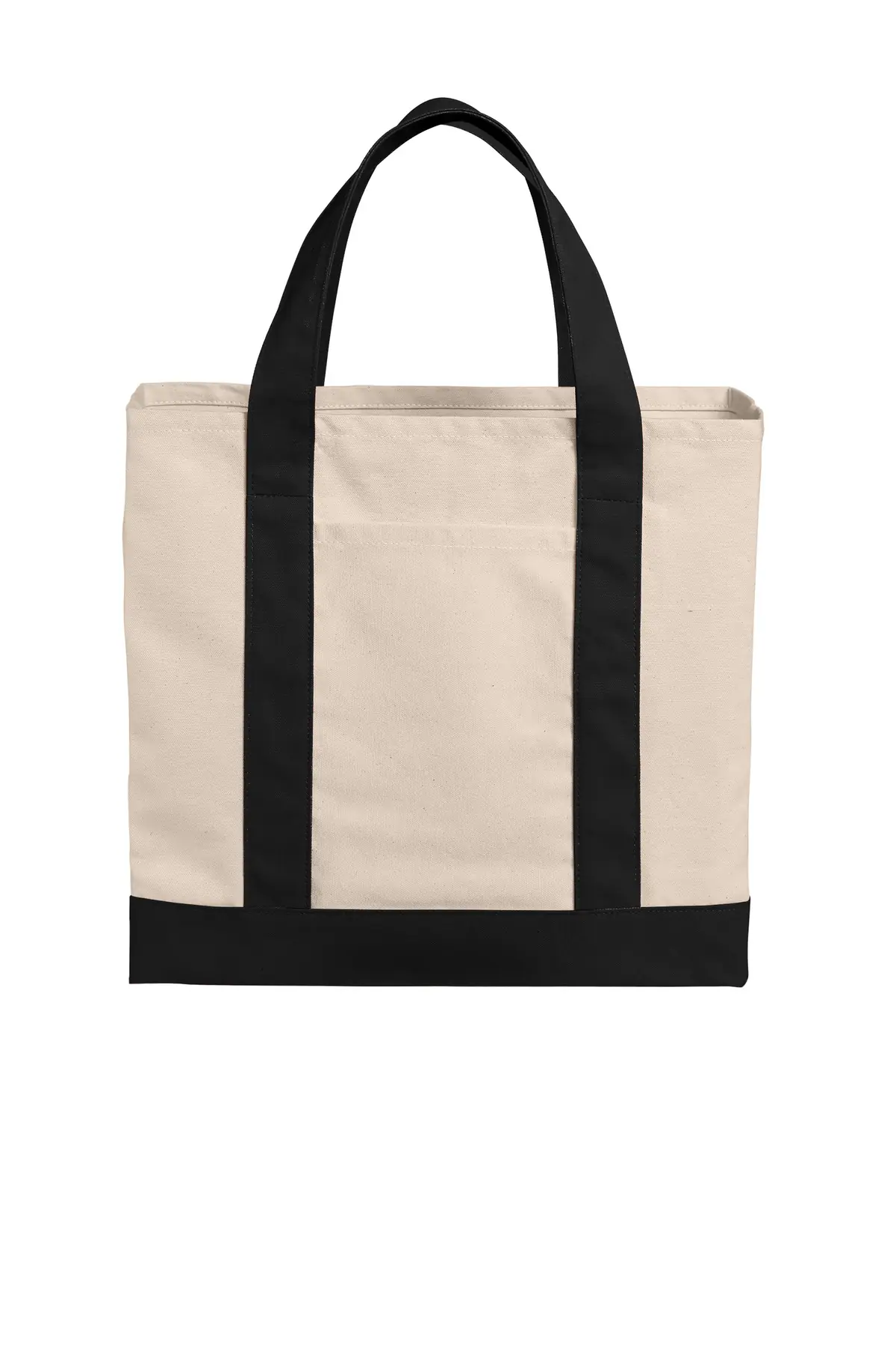 Port Authority Cotton Canvas Two-Tone Tote in Natural/ Deep Black