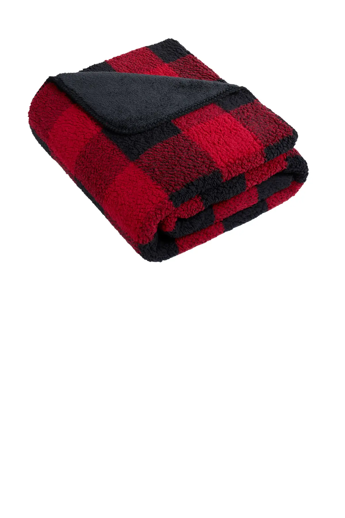 Port Authority Double-Sided Sherpa/Plush Blanket in Black/ Red Buffalo Plaid