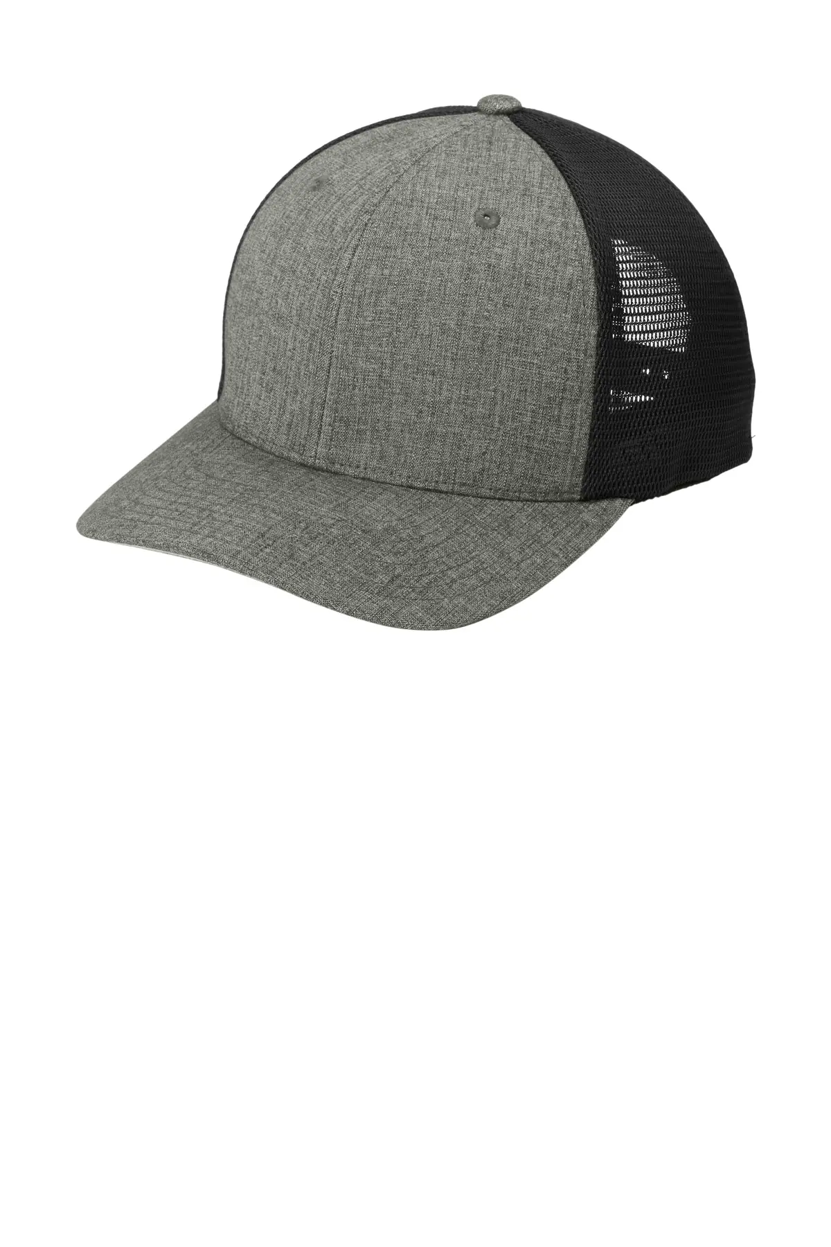 Port Authority Flexfit 110 Mesh Cap in Heather Graphite/ Black