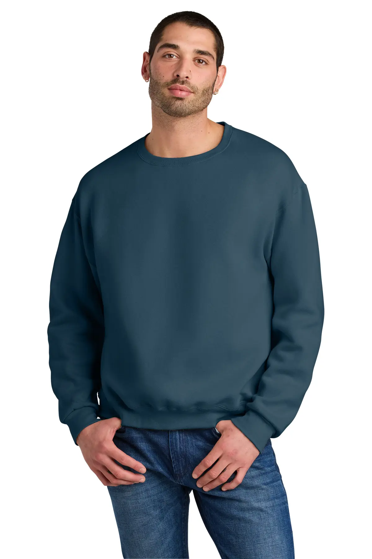 Jerzees Rugged Unisex Crewneck Sweatshirt in Washed Navy