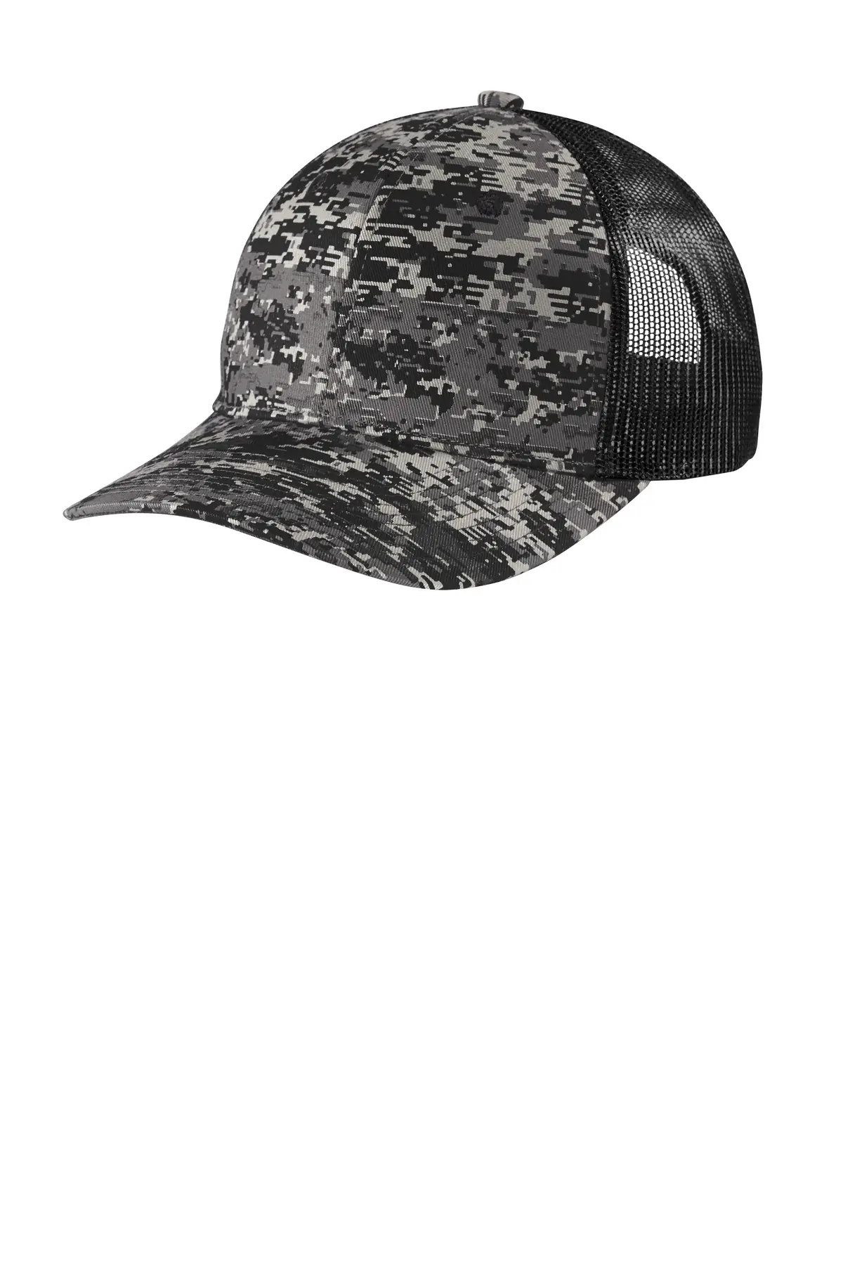 Port Authority Digi Camo Snapback Trucker Cap in Black Digi/ Black