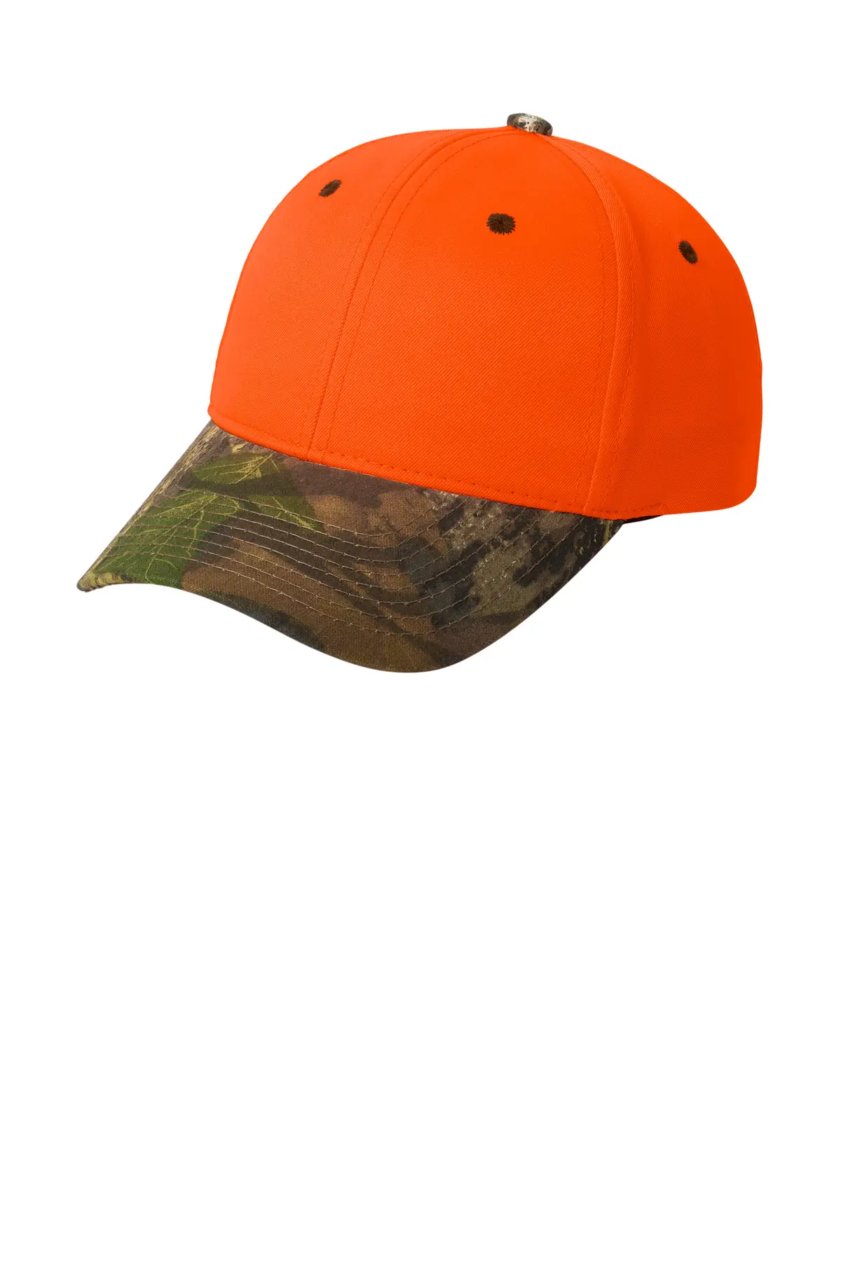 Port Authority Enhanced Visibility Cap with Camo Brim. in Orange Blaze/ Mossy Oak New Break-Up