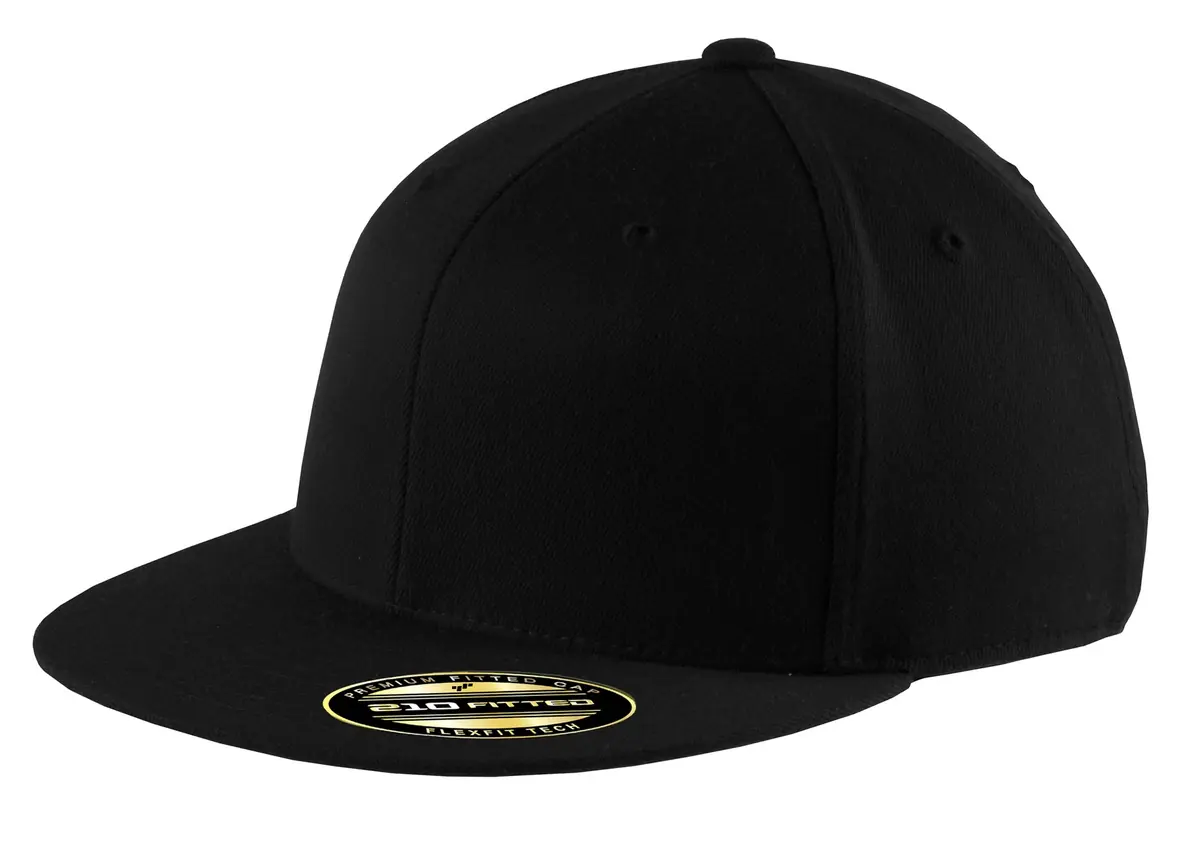 Port Authority Flexfit 210 Flat Bill Cap. in Black