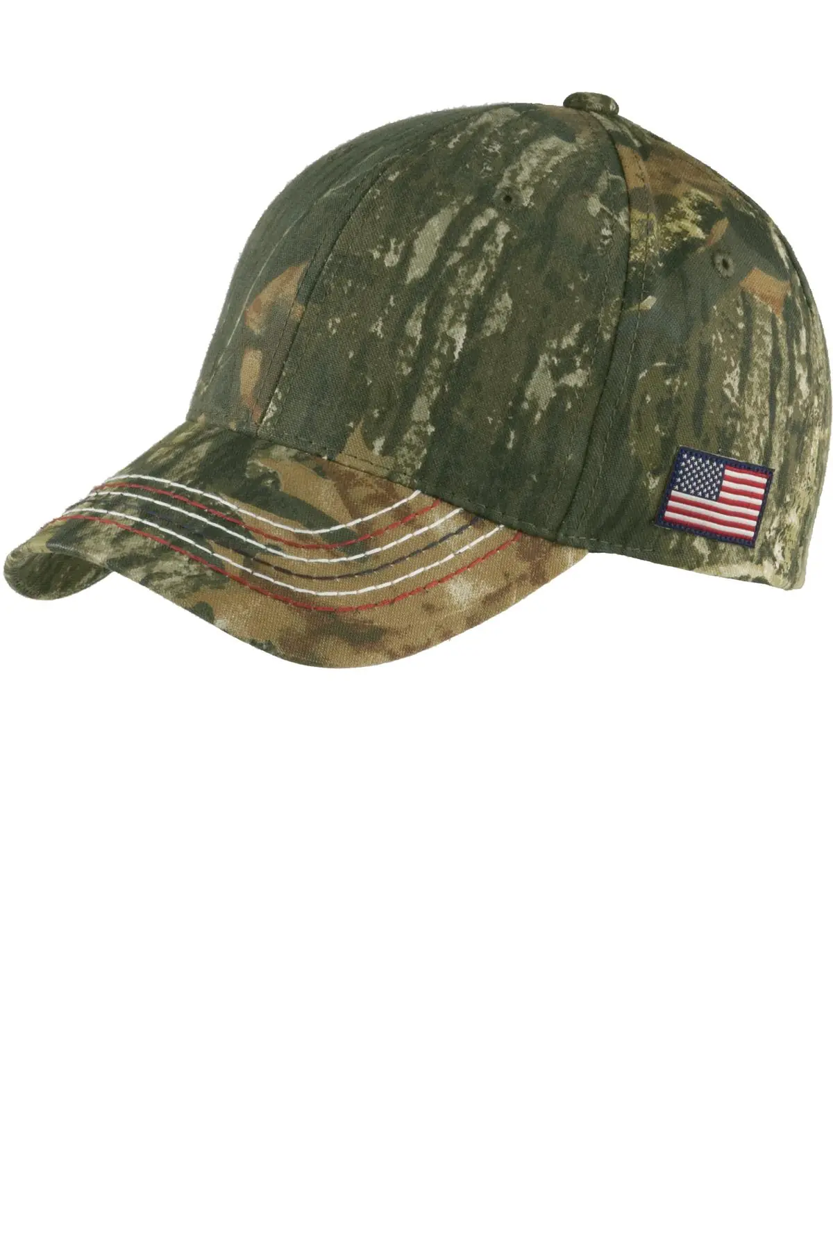 Port Authority Americana Contrast Stitch Camouflage Cap. in Mossy Oak New Break-Up