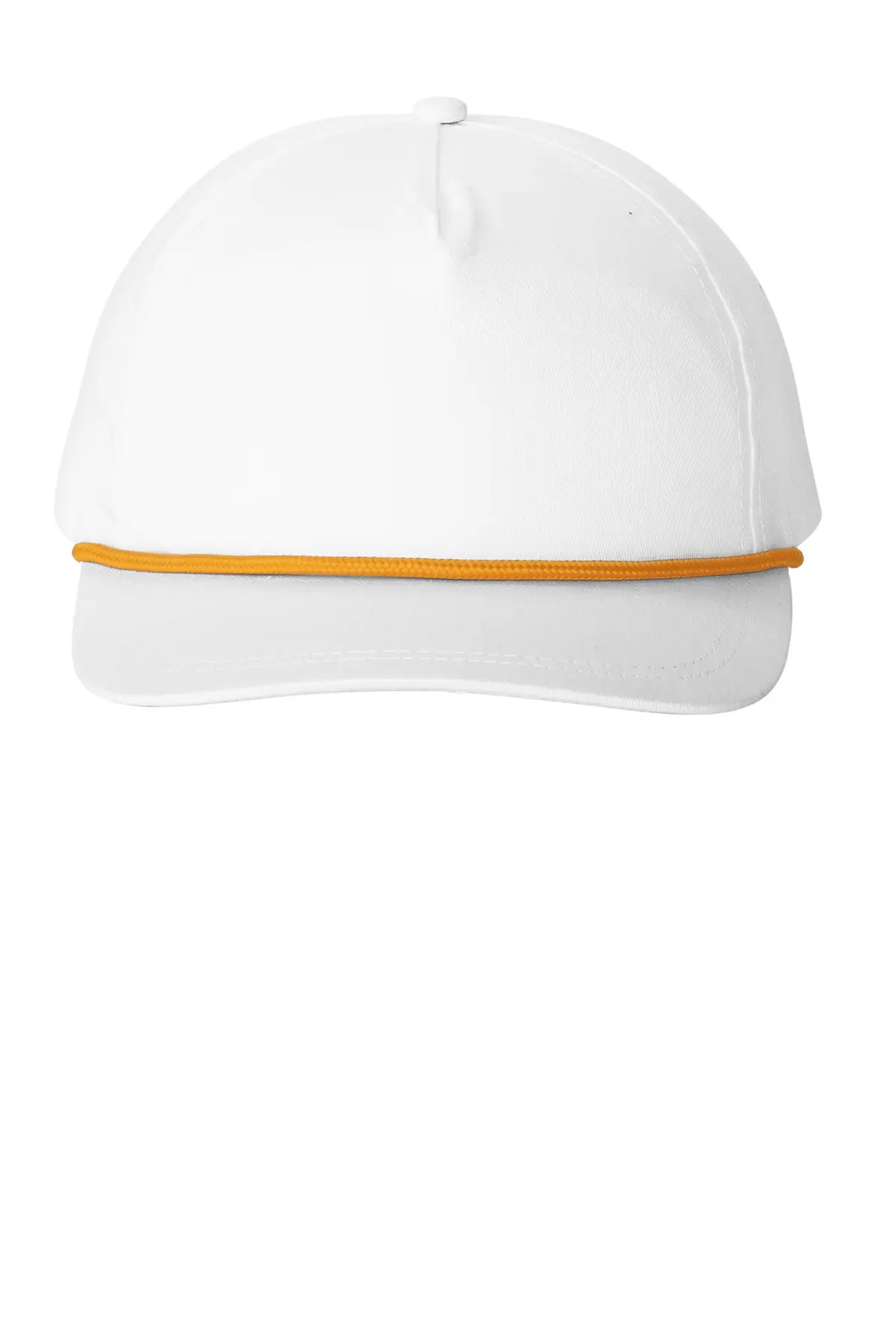 Port Authority Snapback Five-Panel Rope Cap in White/ Athletic Gold
