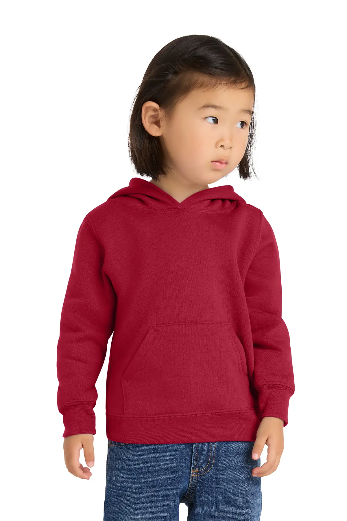 Port & Co Toddler Core Fleece Pullover Hooded Sweatshirt. in Red