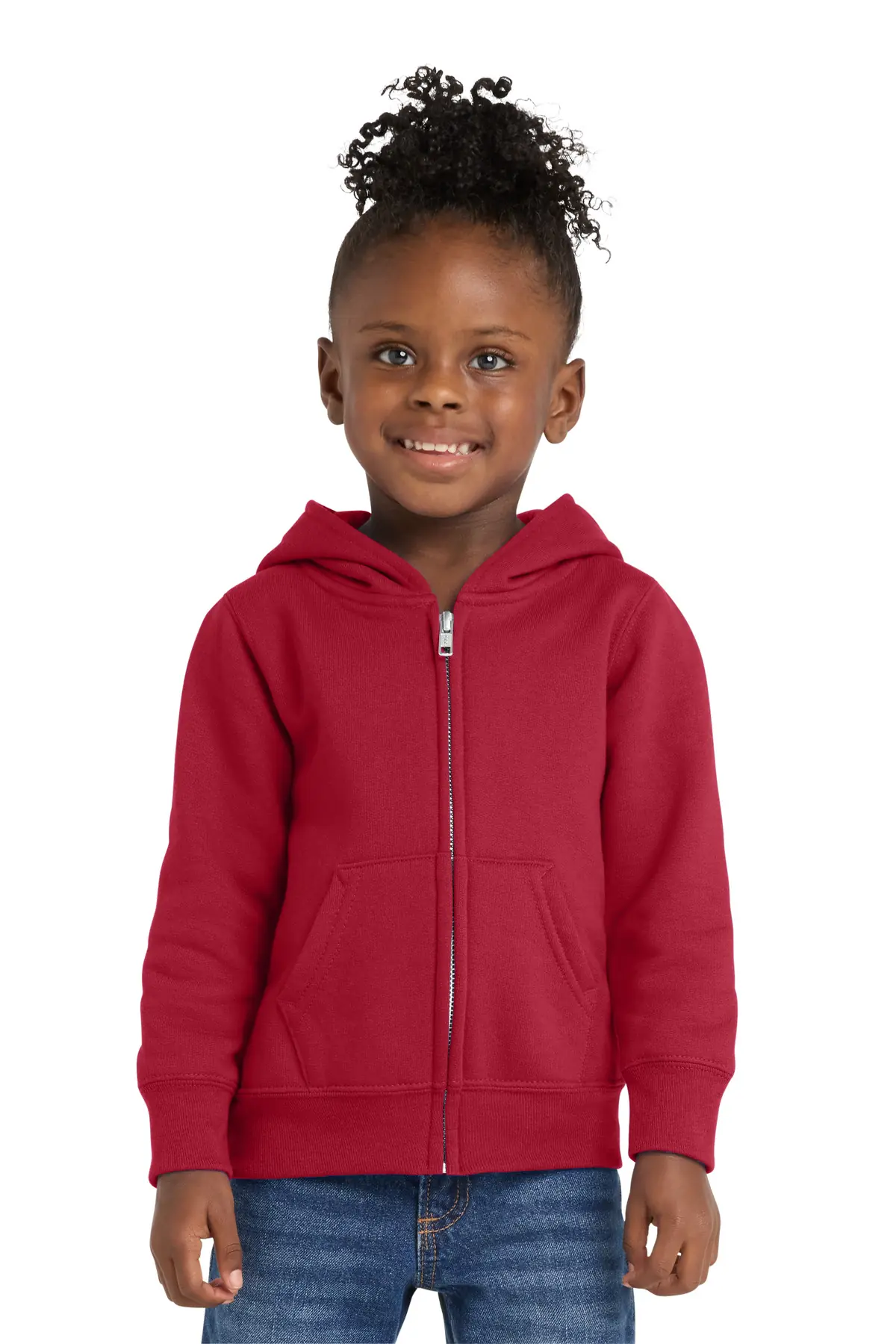 Port & Co Toddler Core Fleece Full-Zip Hooded Sweatshirt. in Red
