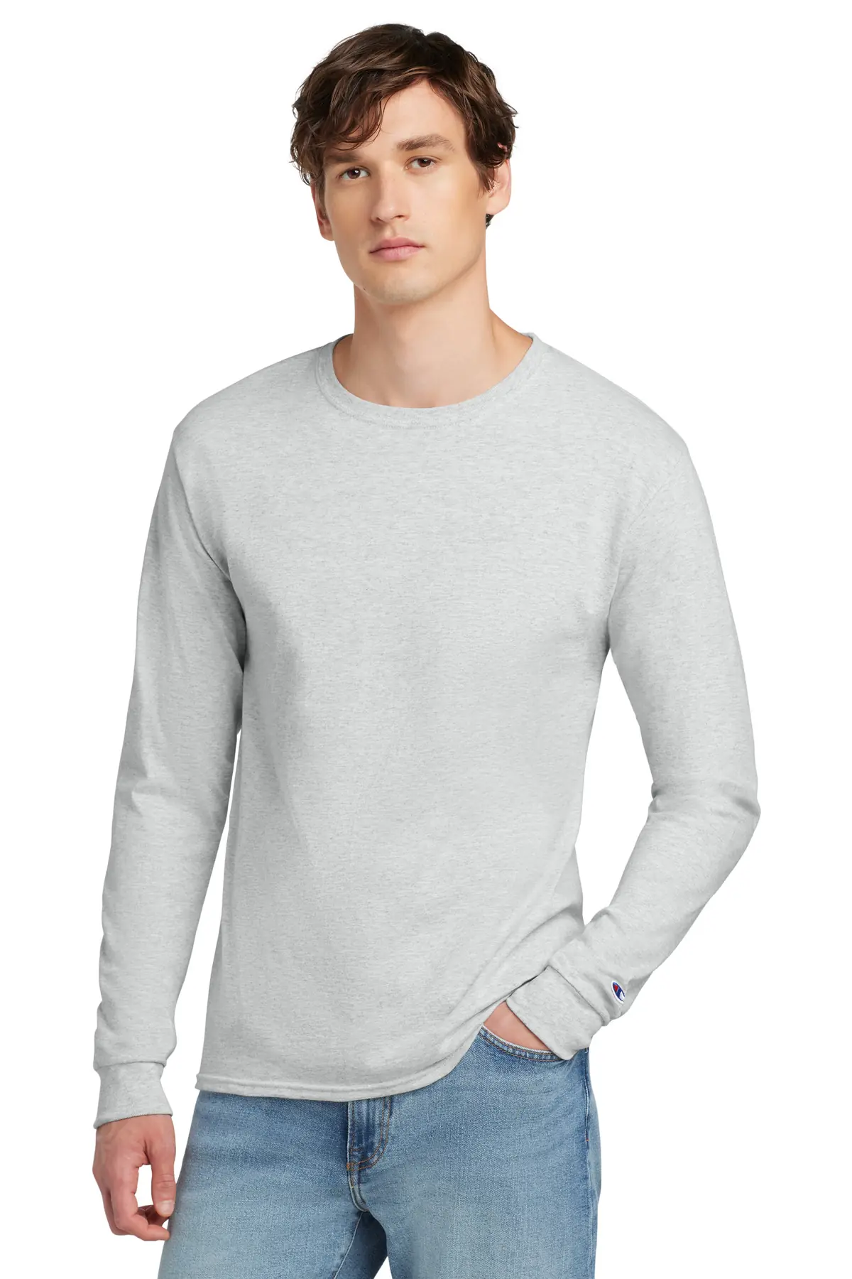 Champion Heritage 5.2-Oz. Jersey Long Sleeve Tee in Ash